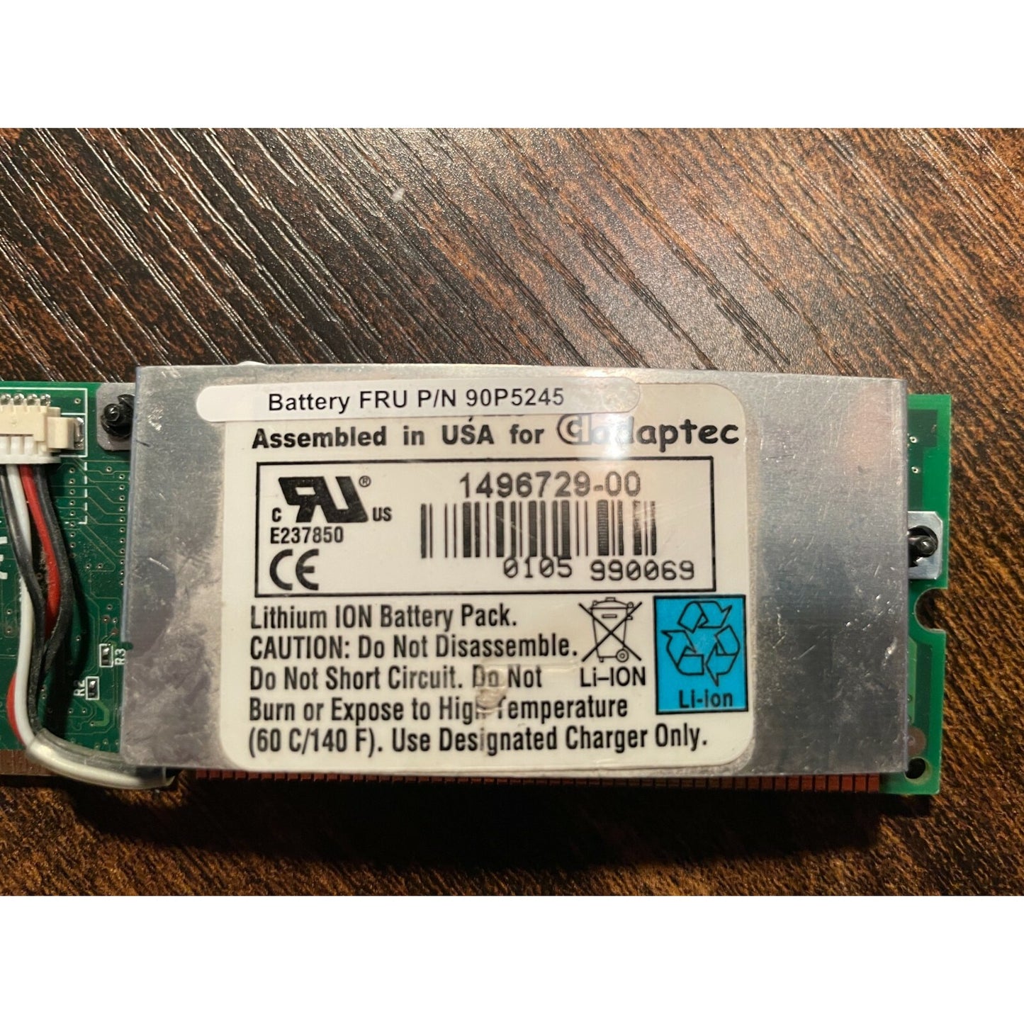 Adaptec ATB-100, Fab 2041707-00 Rev C Chip With Battery battery label close up