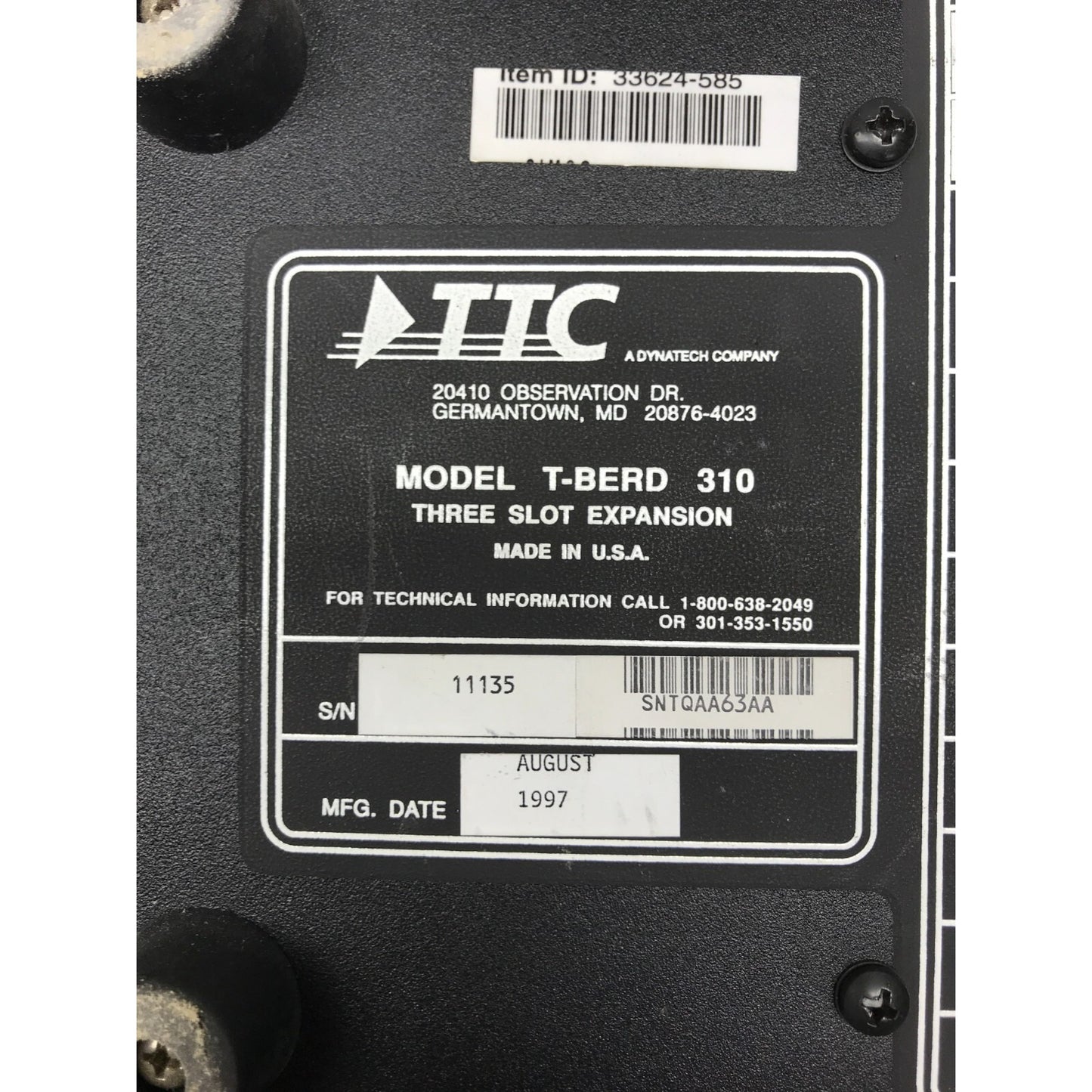 T-Berd TTC 310 Communications Analyzer label