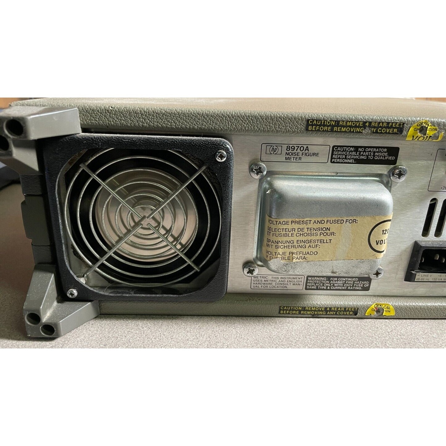 HP 8970A Noise Figure Meter back panel fan close up