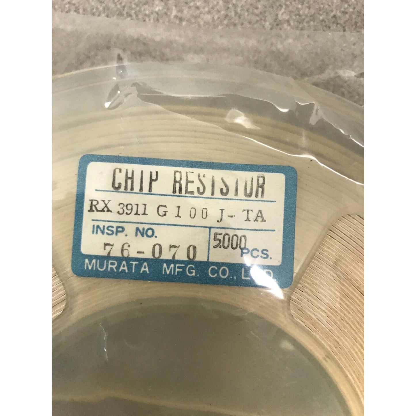 Murata SMD Chip Resistor Stripe RX 3911 G100J-TA product label