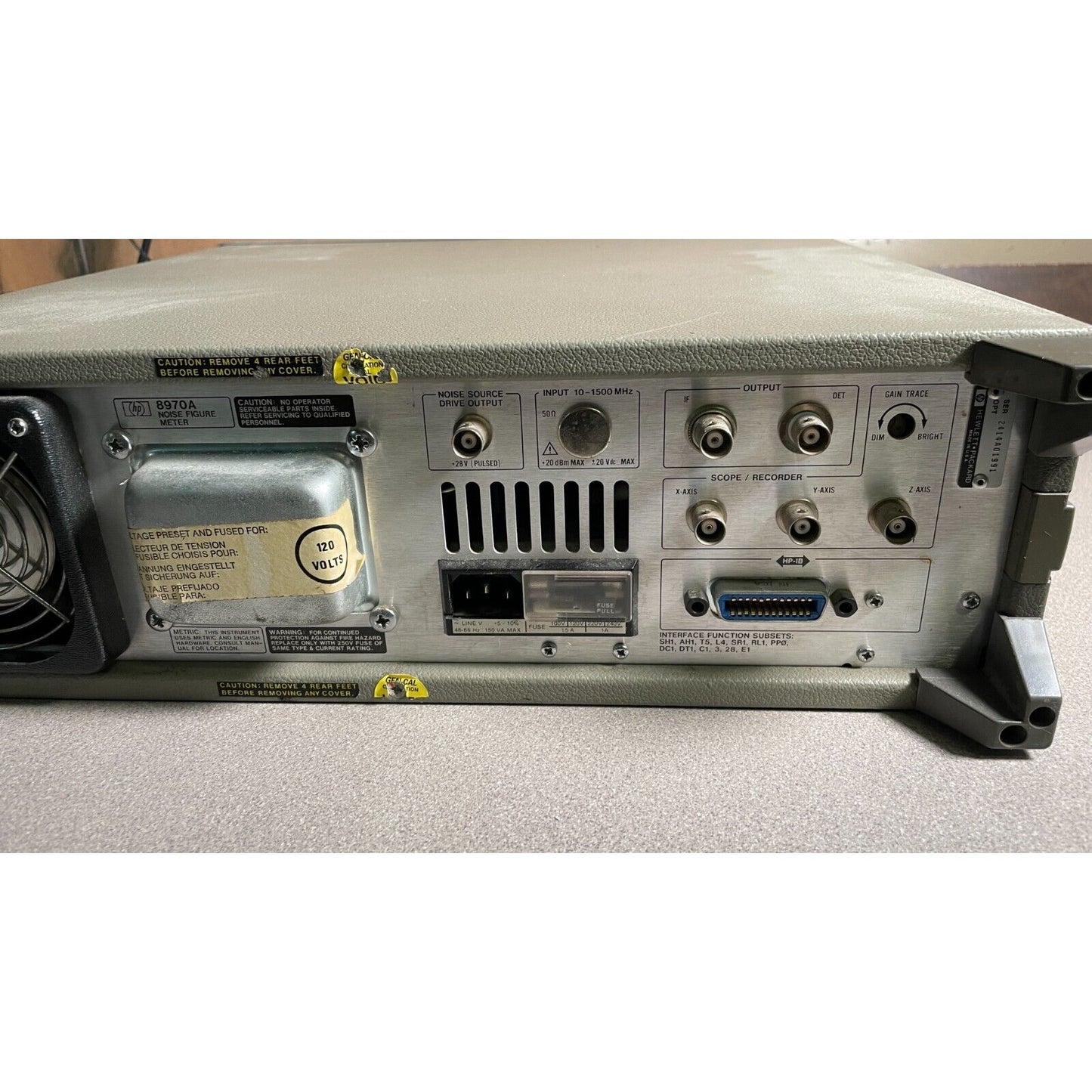 HP 8970A Noise Figure Meter right side of back panel close up