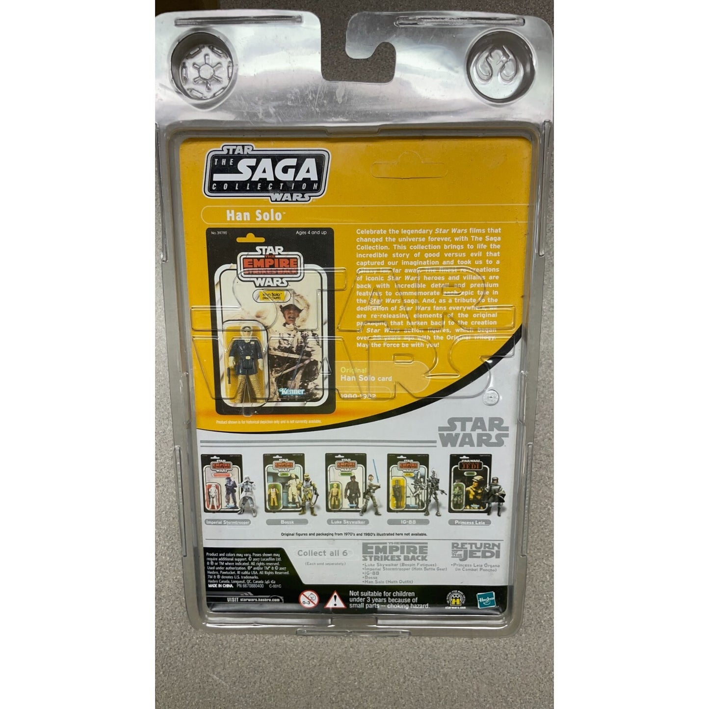 Star Wars the Saga Collection Han Solo (Hoth Outfit) Figure back of package item details