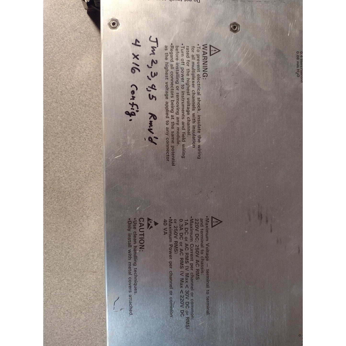 HP E1460-66201 64-Channel Relay Module product label warnings
