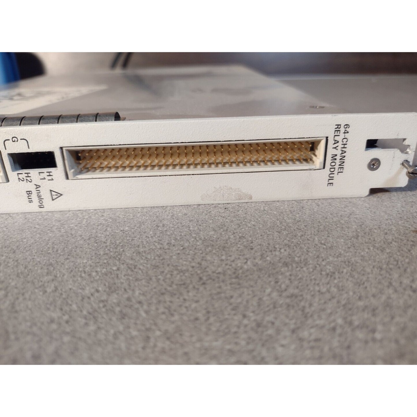 HP E1460-66201 64-Channel Relay Module front panel right side connector closeup