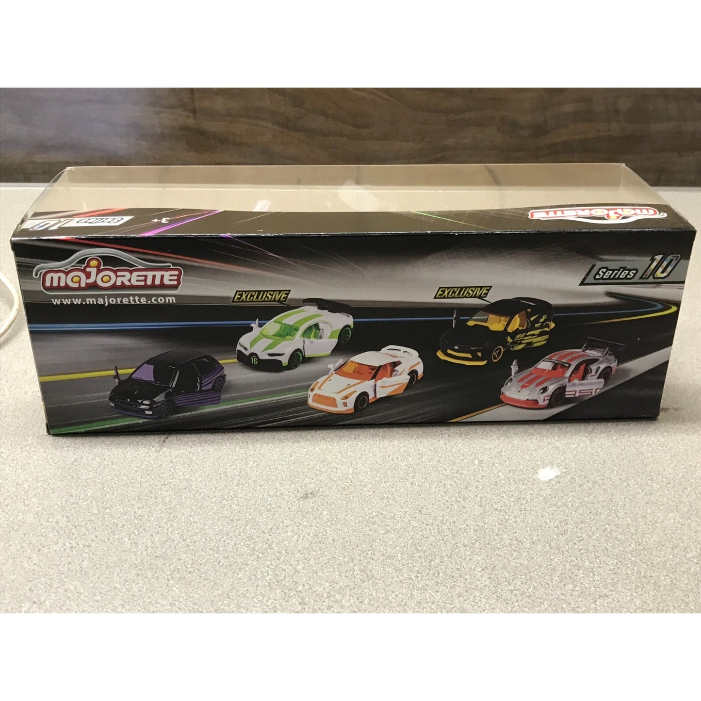 Majorette Series 10 Limited Edition Gift Pack, Porsche 911 GT3, GT-R side view listing cars included.