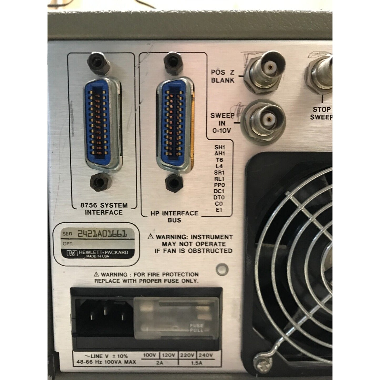HP Agilent 8756A Scalar Network Analyzer Connections