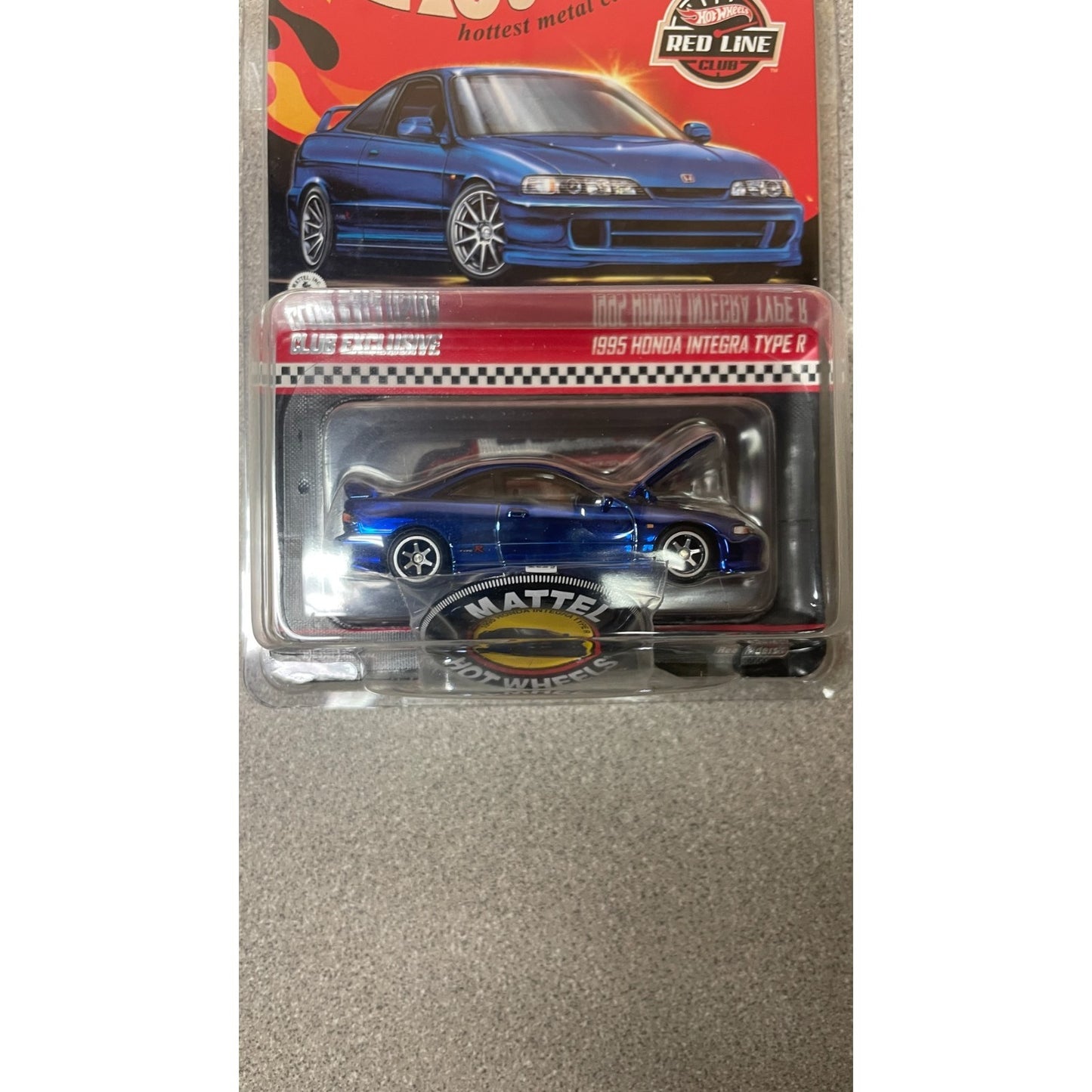 Hot Wheels 1995 Honda Integra Type R - Red Line Club Exclusive closeup of car in package