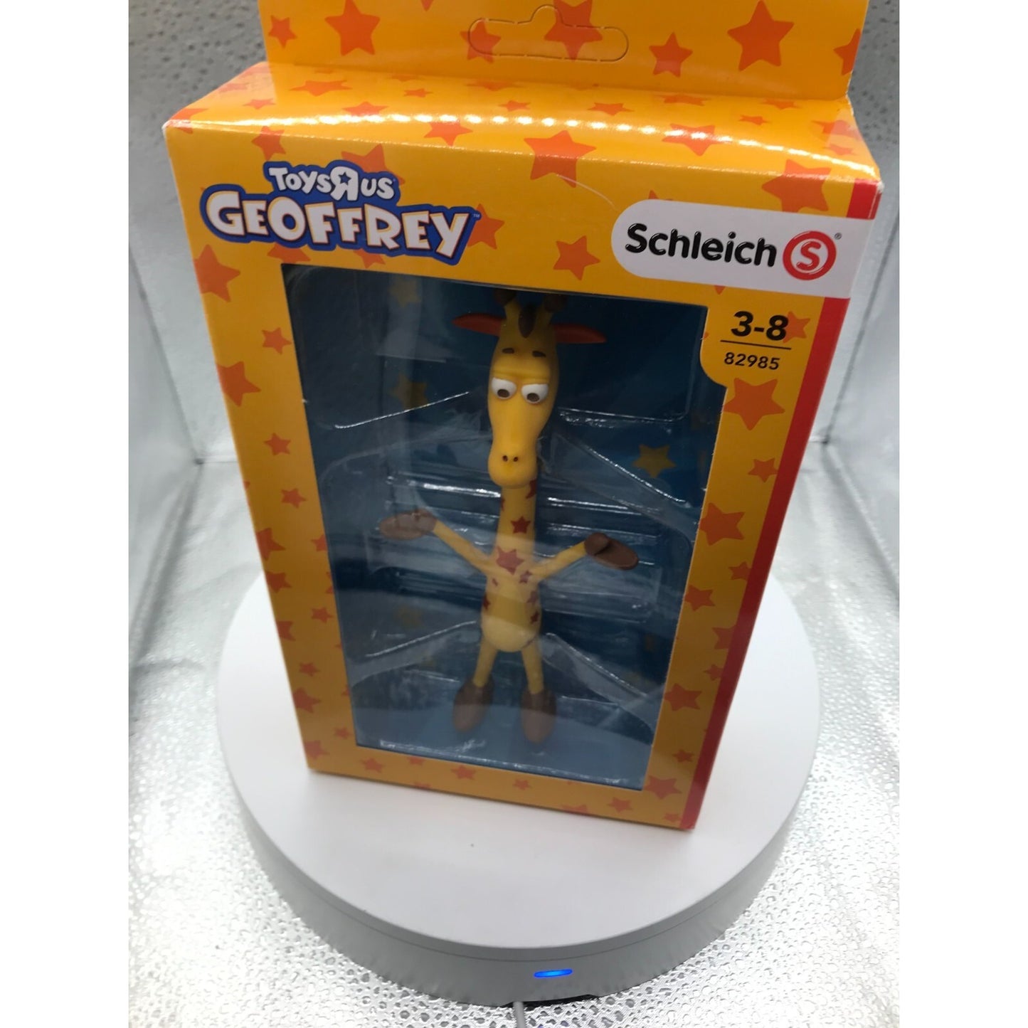 Geoffrey Figure from Schleich ToysRUs top/front of package displaying Geoffrey