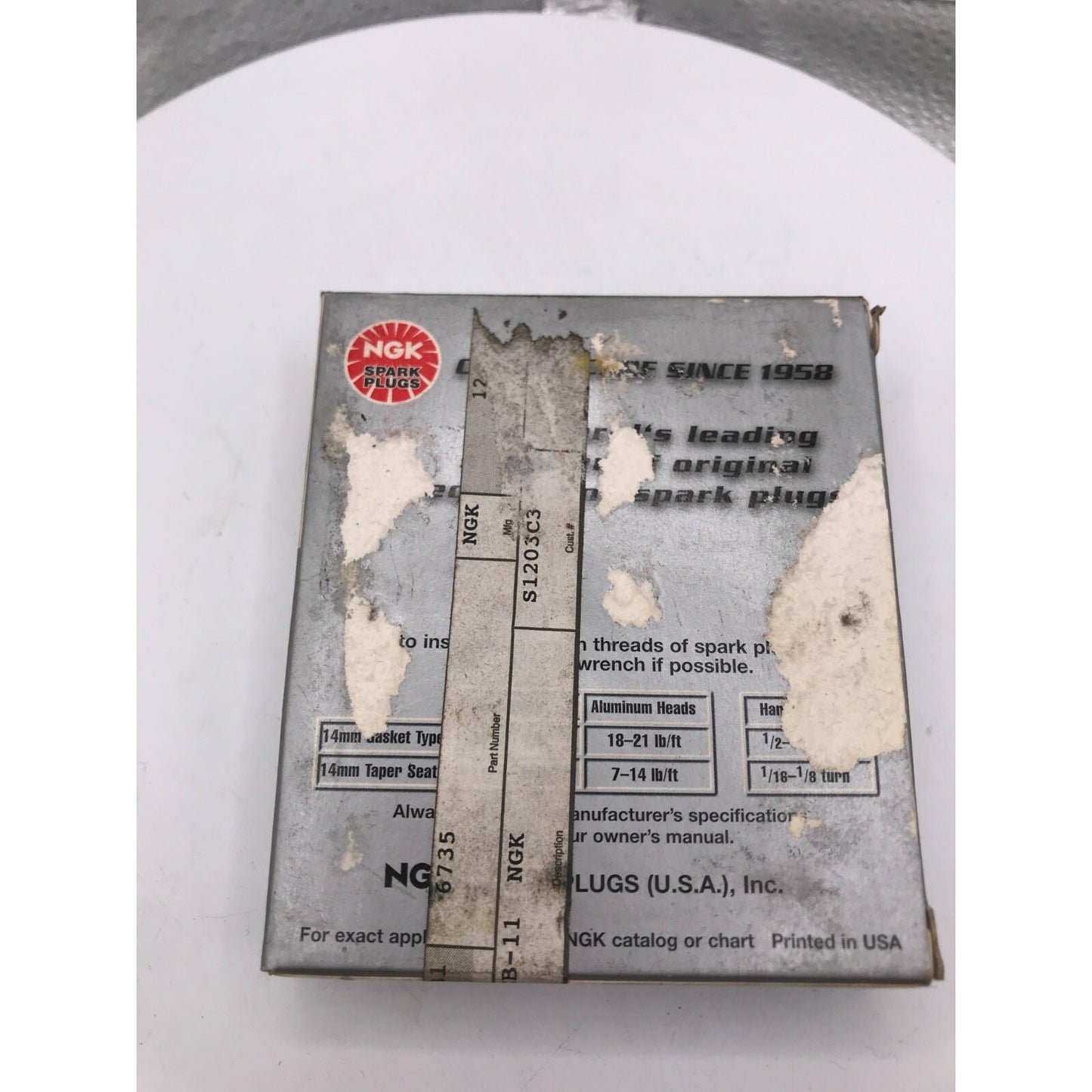 NGK Spark Plugs BUR5EB-11 Stock No. 6735 - Lot of 4 silver box back of box