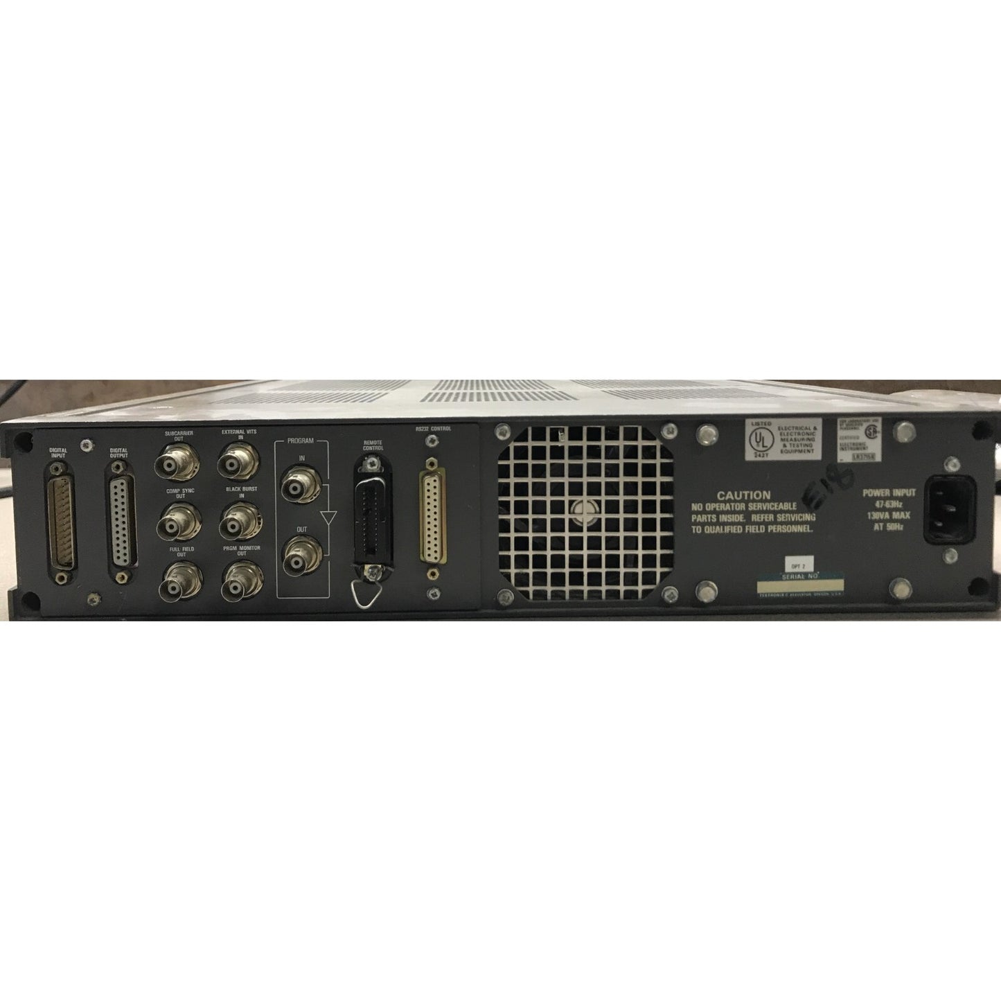 Tektronix 1900 Digital Generator back panel, connections