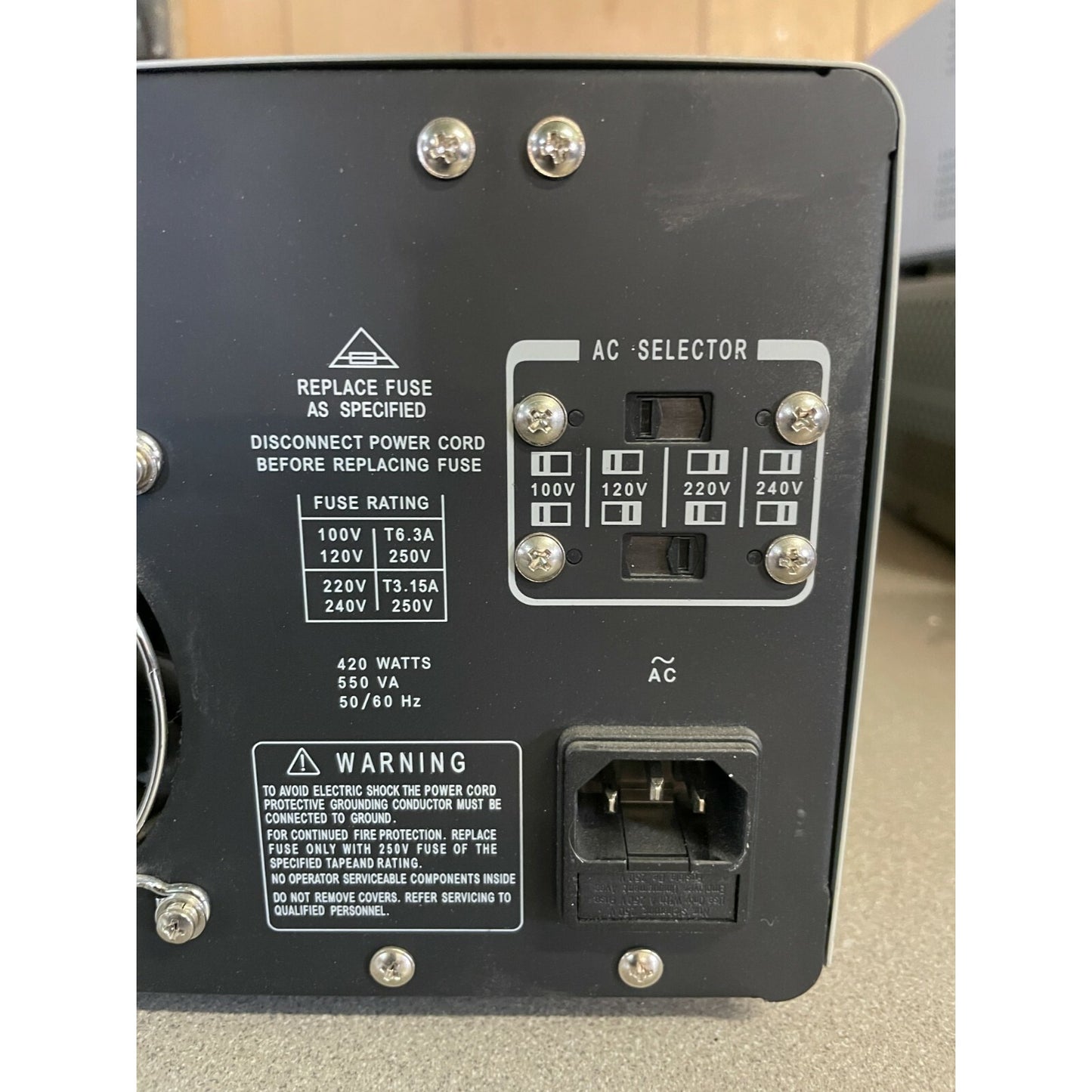 TENMA 72-6615 LABORATORY DC POWER SUPPLY 0-30 VOLT 3 OUTPUT back panel closeup