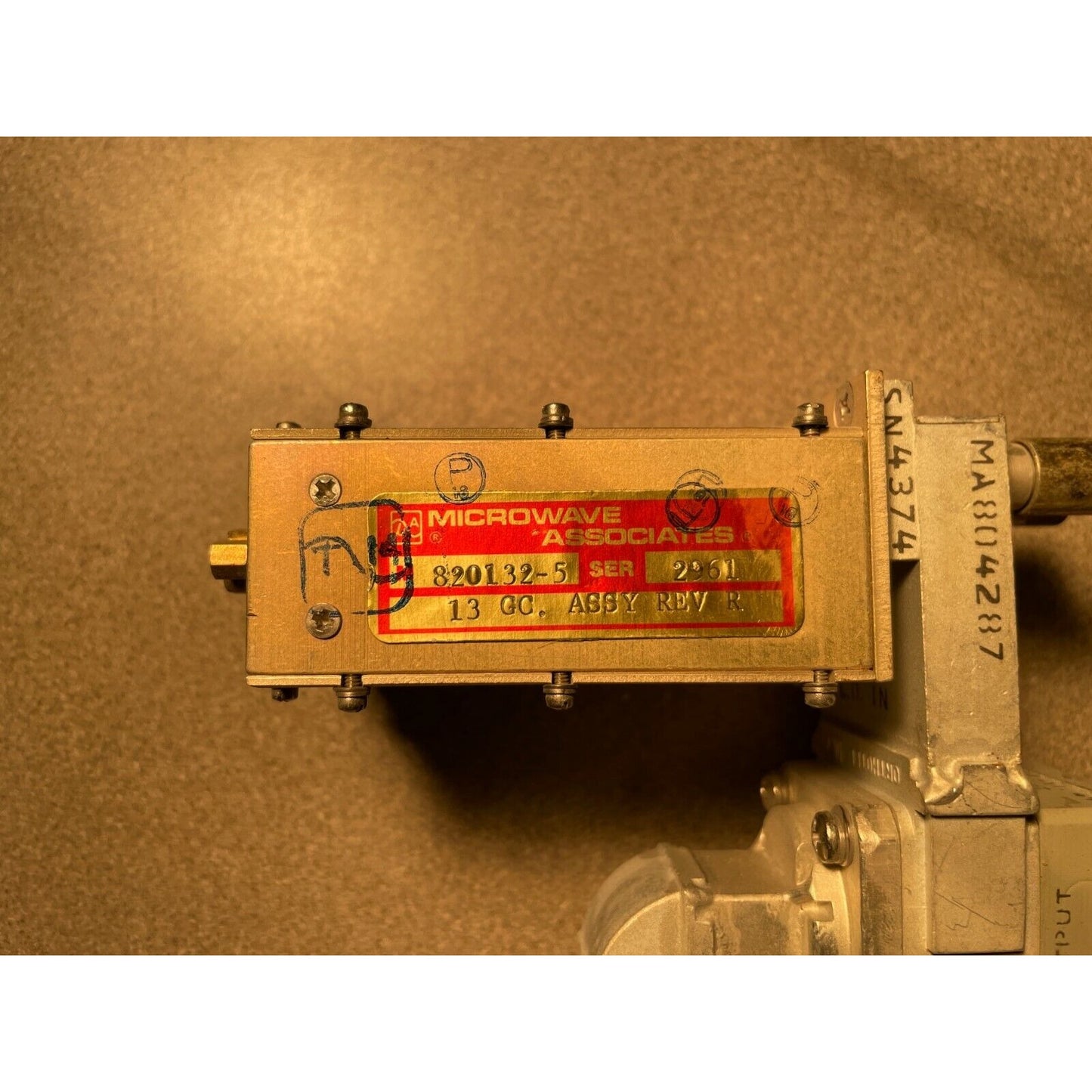 Microwave Associates 13 GC Assy Rev R - Assembly closeup for product label