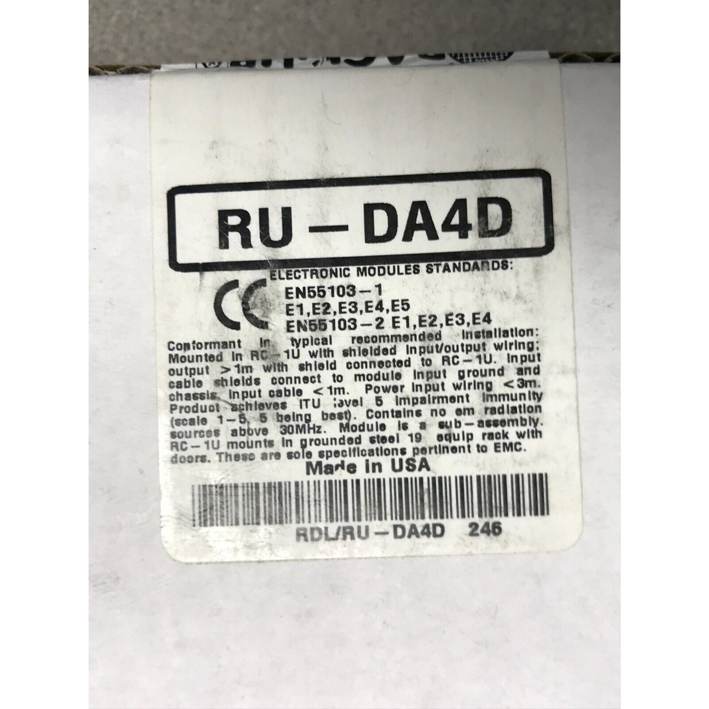 Rack-Up Audio Distribution Amplifier RU-DA4D label