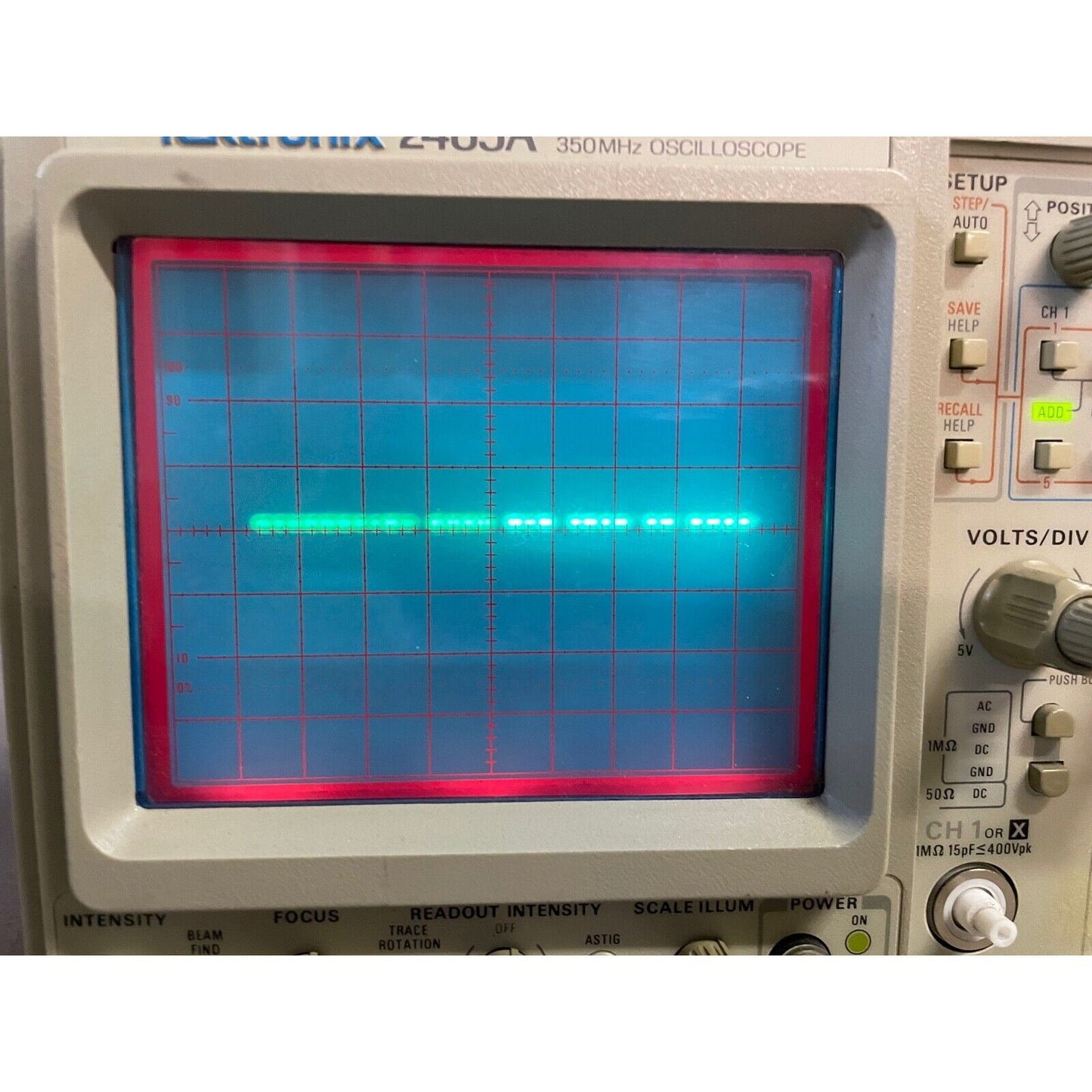 Tektronix 2465A 350 MHz Oscilloscope display screen close up