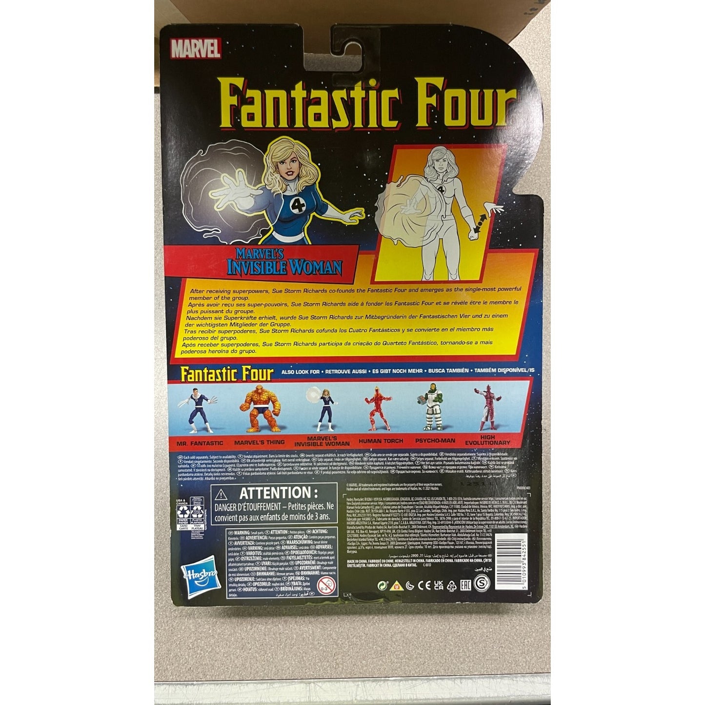 Marvel Comics Fantastic Four Invisible Woman back of package item details