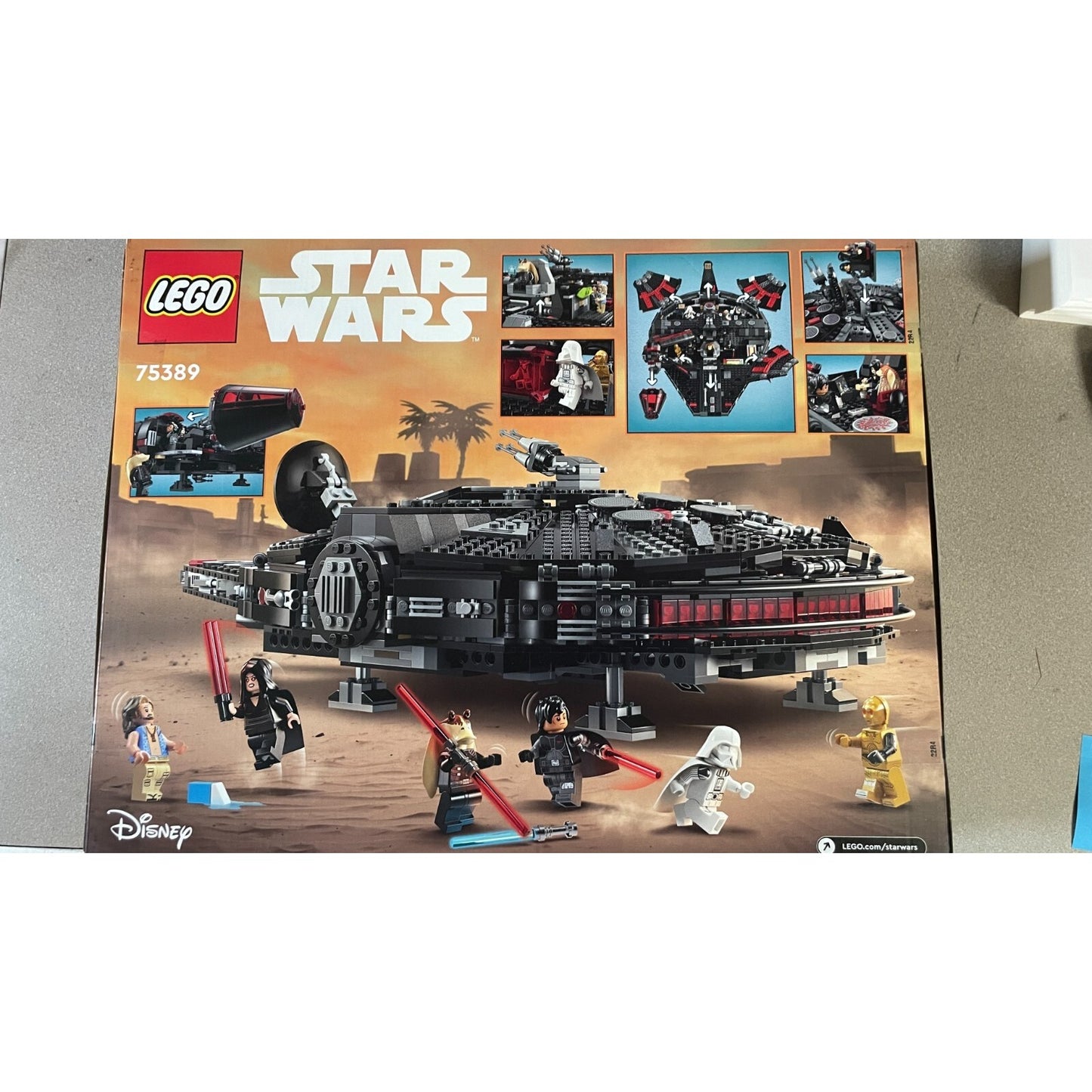 Star Wars The Dark Falcon Lego Set, Missing Mini Figures. back of box