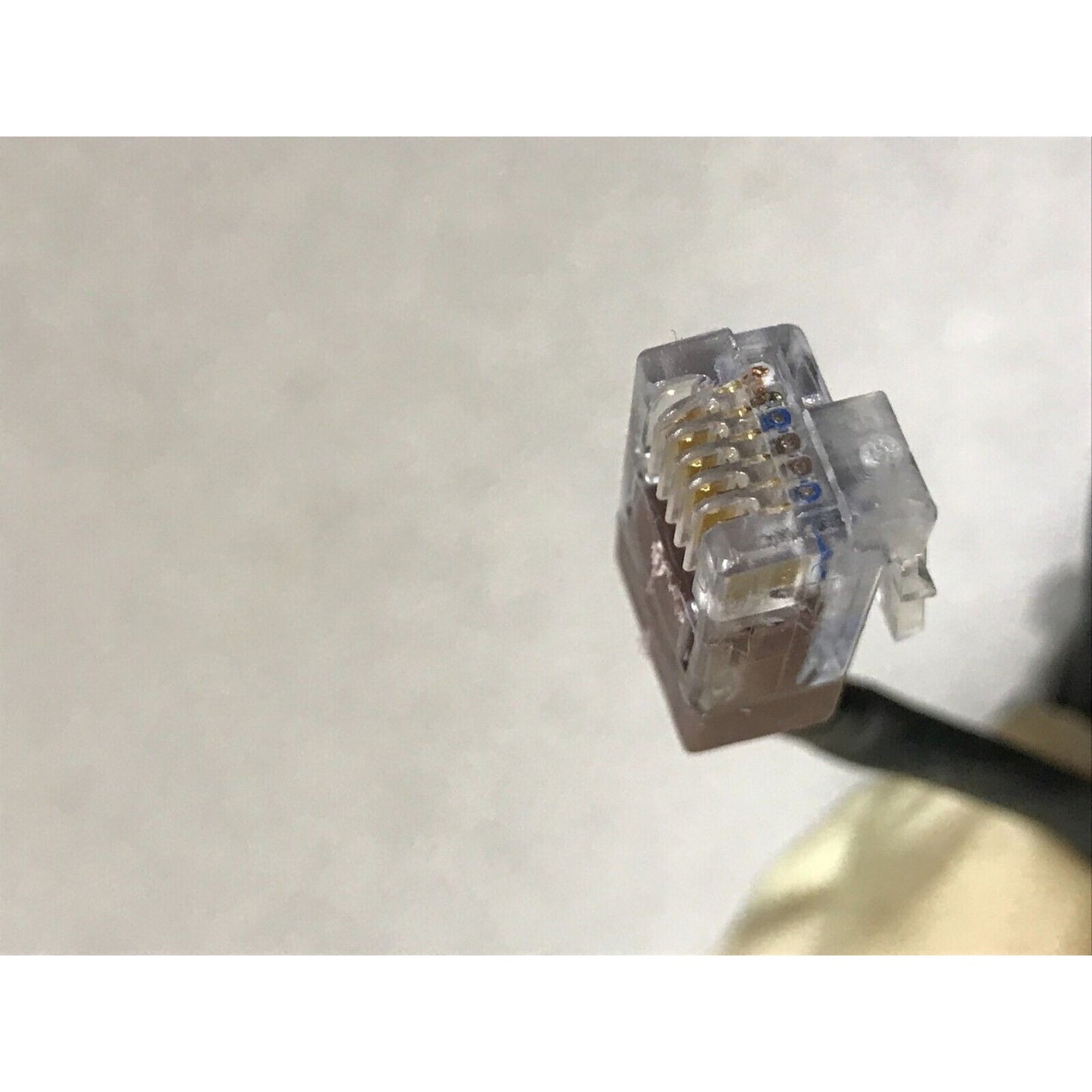 ~40ft RJ12 DEC to RJ12 DEC Modular male to male extension RJ12 connector closeup