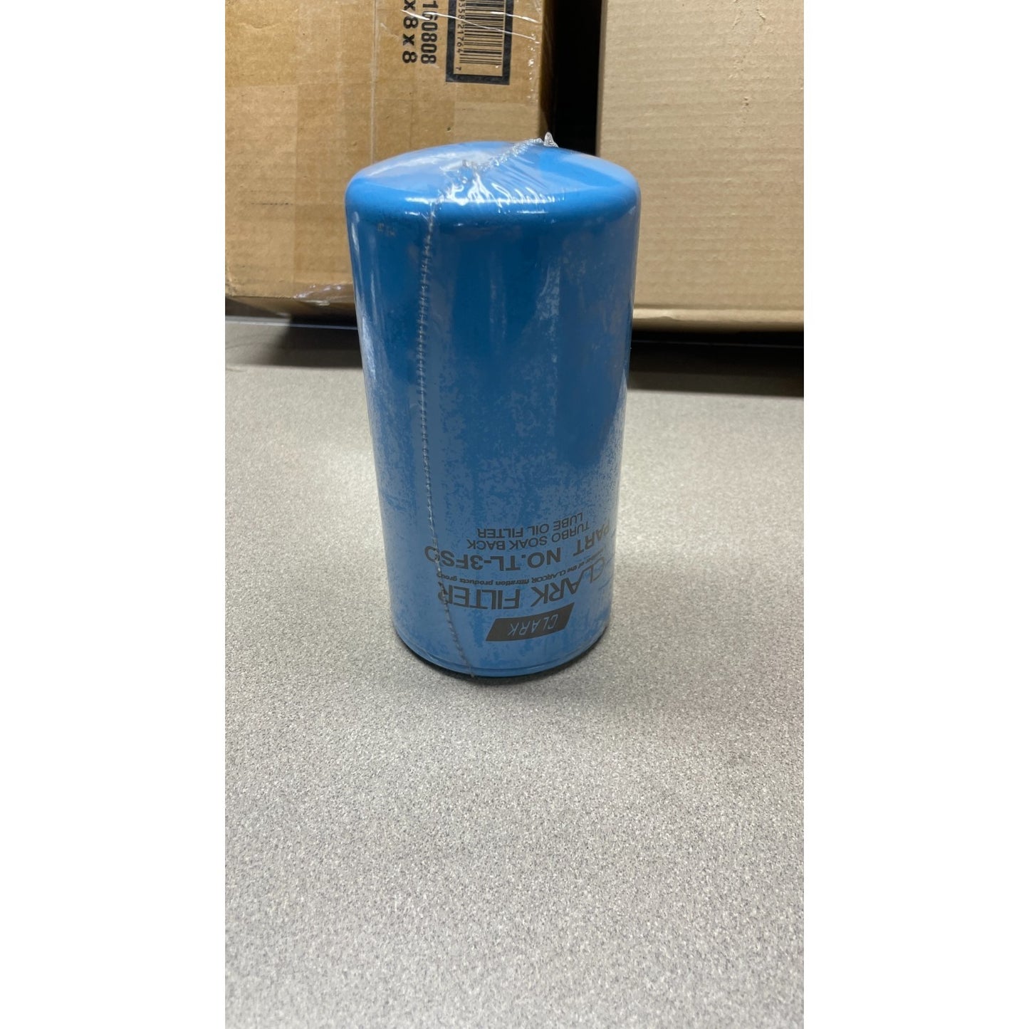 Clark Oil Filter, Part No.TL-3FSO Turbo Soak Back Lube Oil Filter front view filter in clear plastic wrap