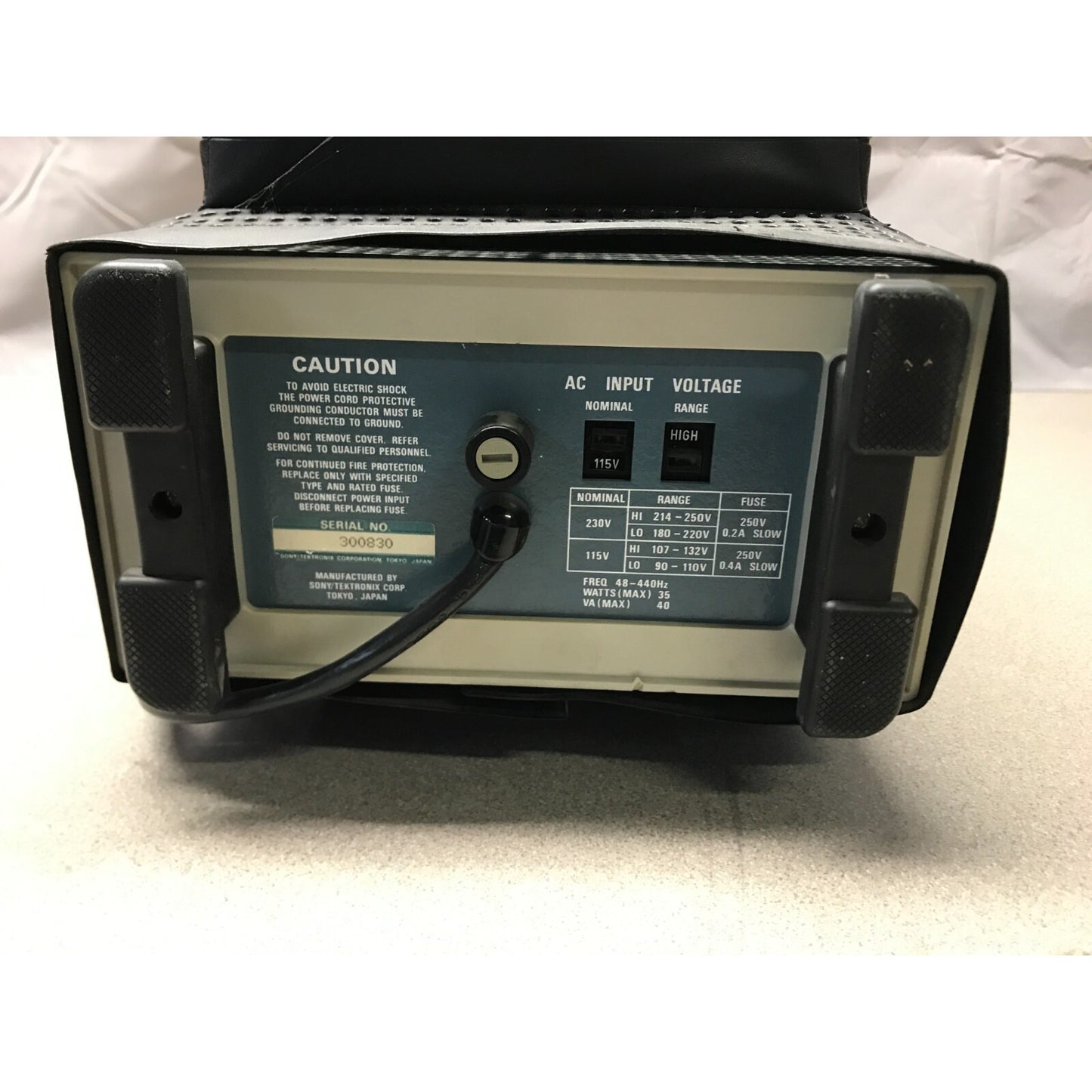 Tektronix 380 NTSC Test Monitor w/ Adapter back of unit