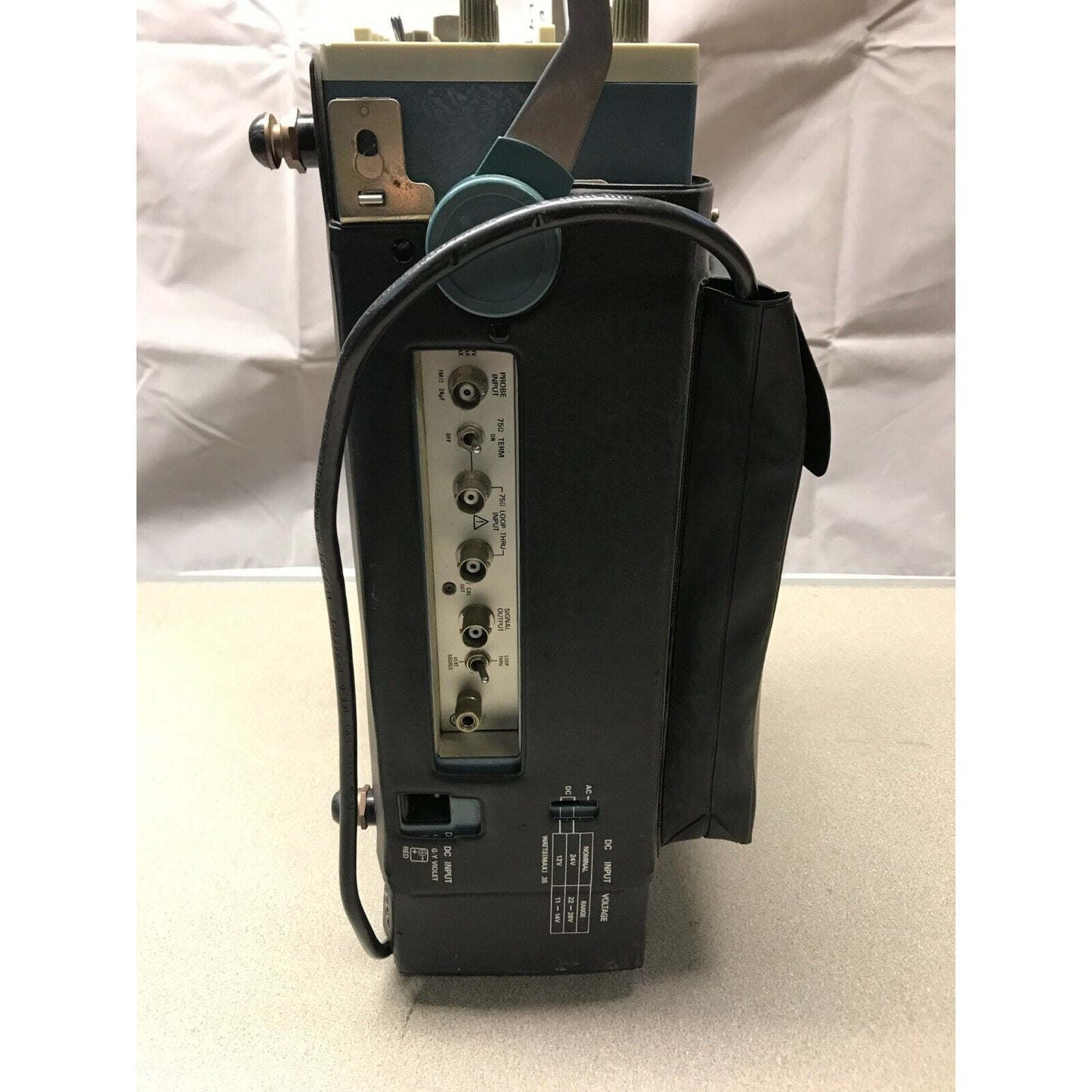 Tektronix 380 NTSC Test Monitor w/ Adapter side of unit connector view