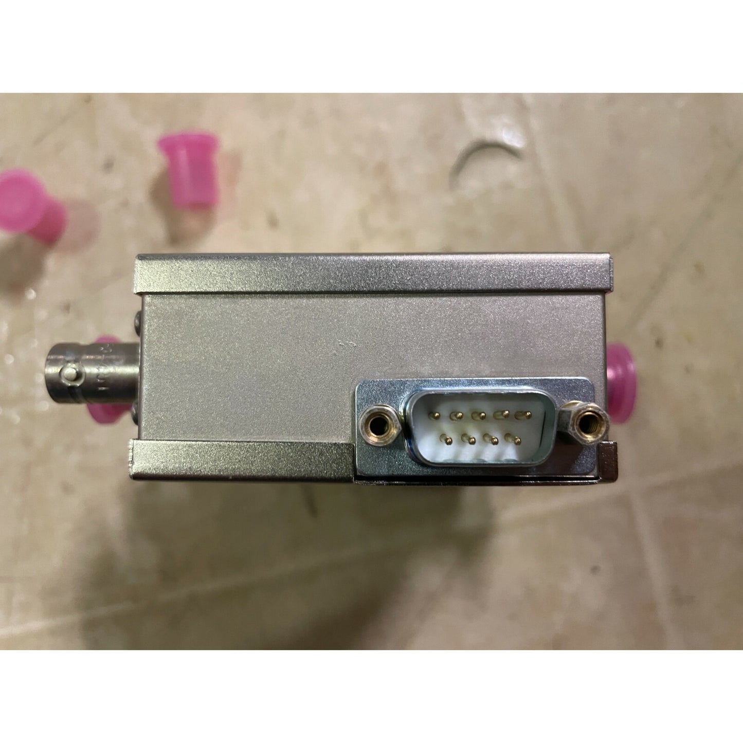 JFW Industries Inc Model 75S-225 BNC Splitter 9-pin connector closeup