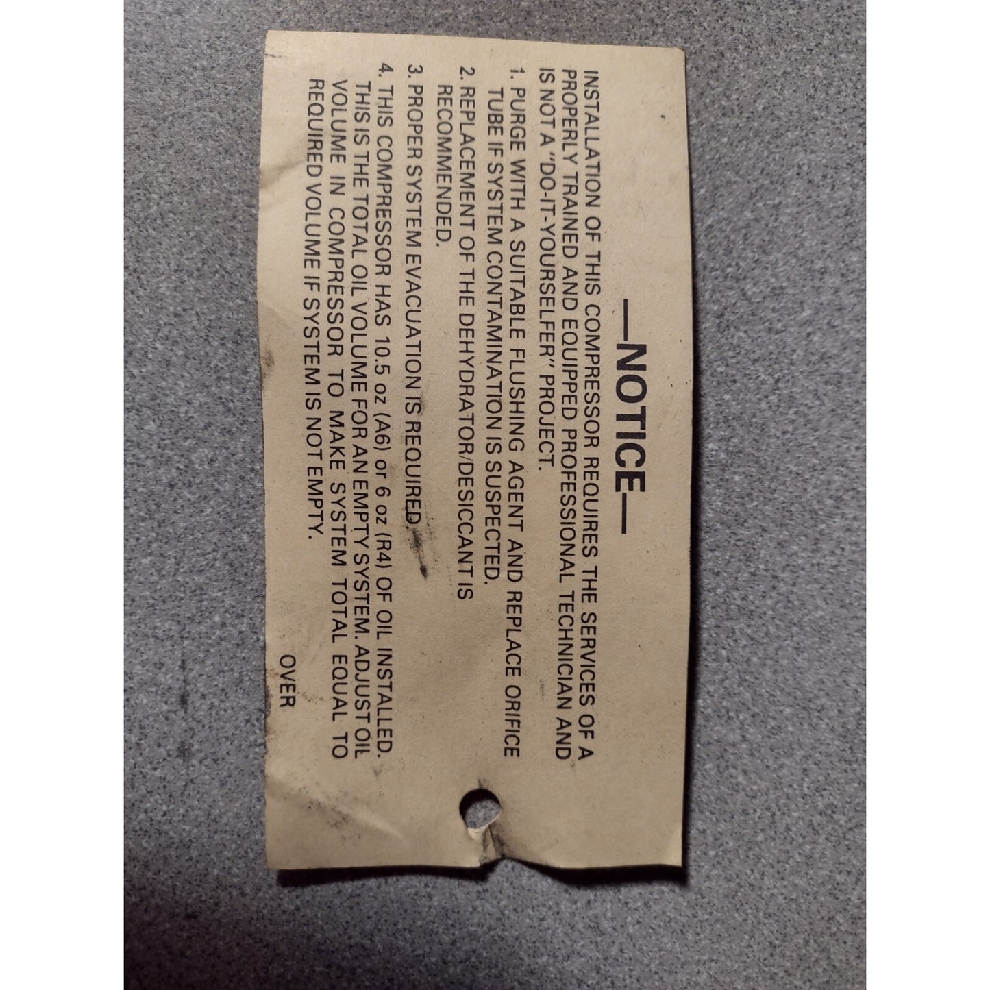 Delco Remanufactured Compressor Without Clutch 12305744, 1# 15-2233 product notice tag