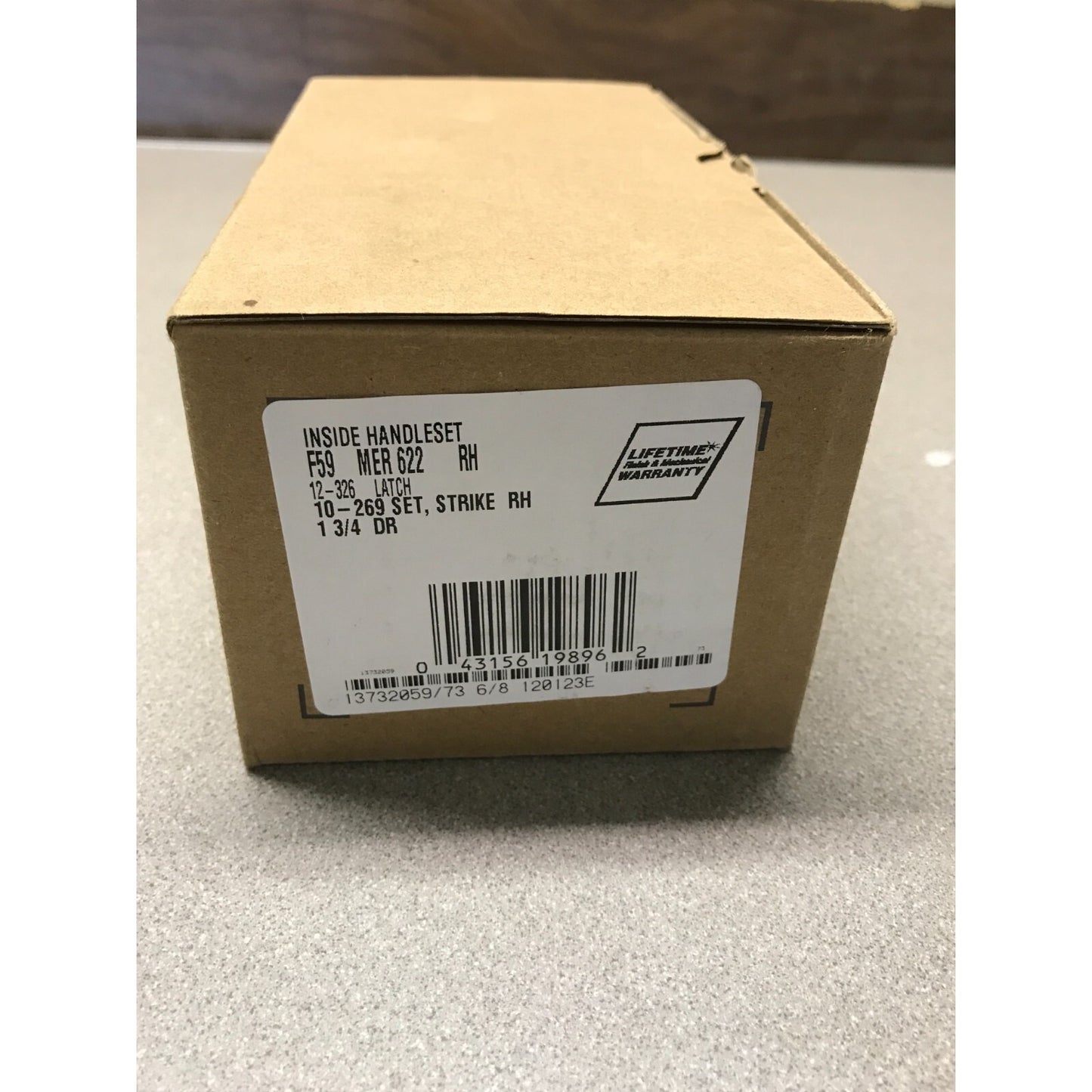 Schlage Inside Handle Set Black, F59 MER622 RH box with product label