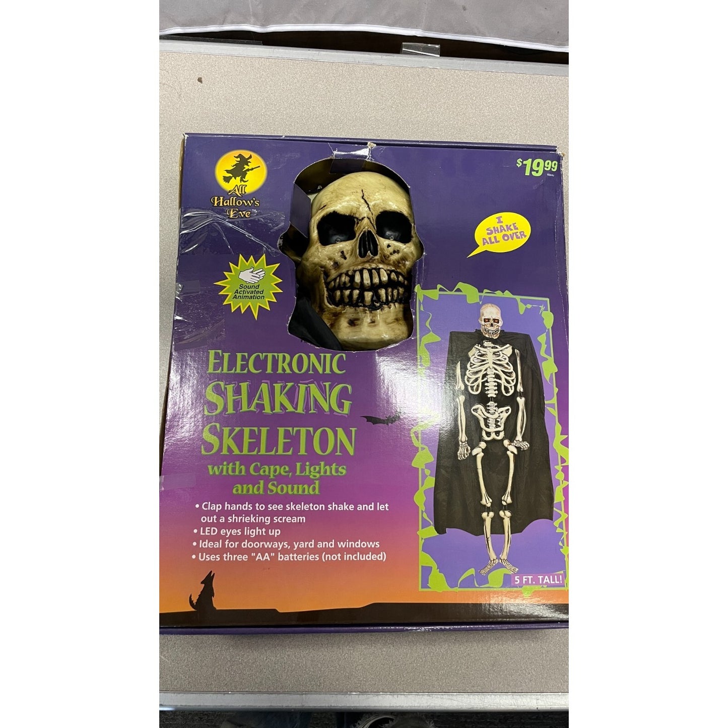 Hallow's Eve Electronic Shaking Skeleton with Cape, Lights and Sound