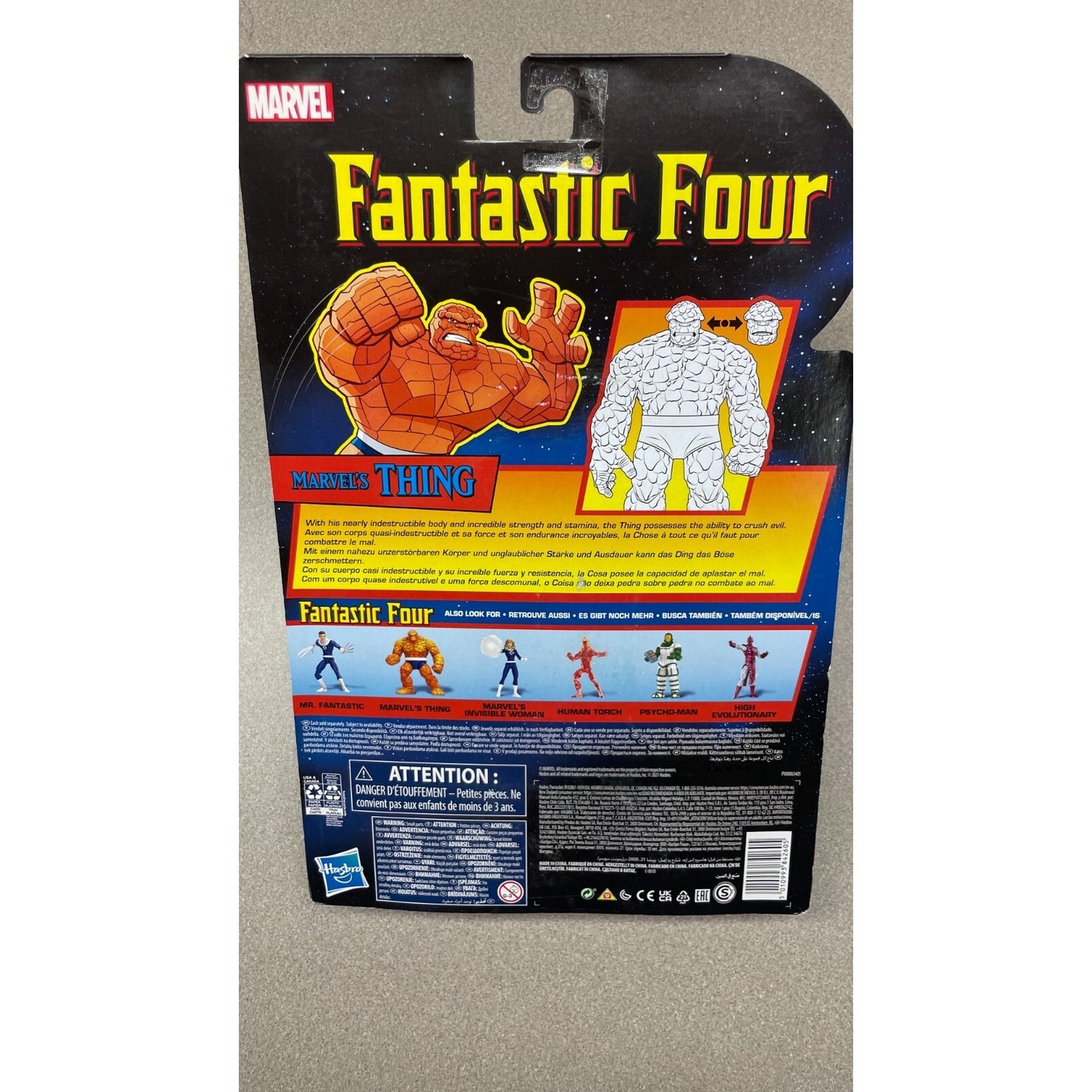 Hasbro Marvel Comics Fantastic 4 Marvel's Thing F0349, F0171 back of package item details