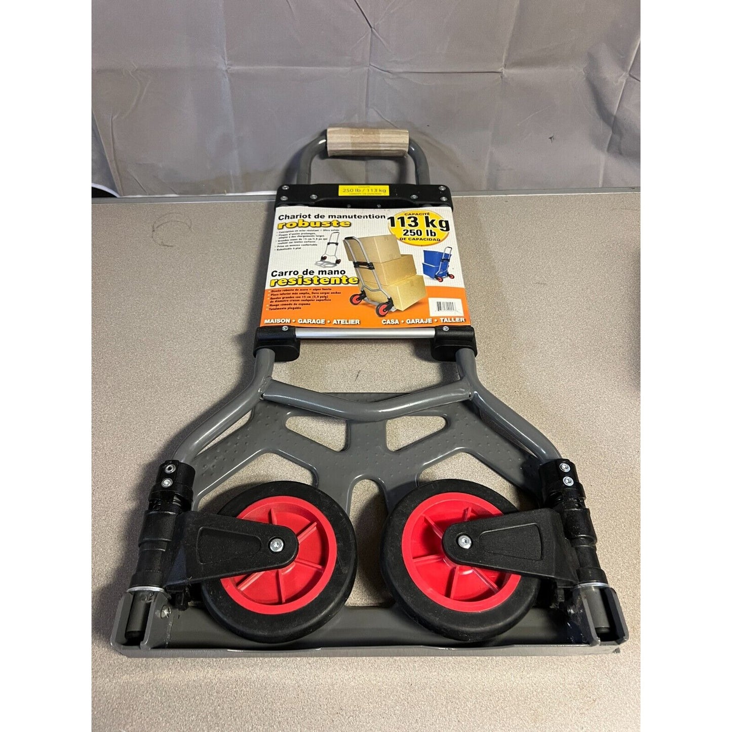 Heavy Duty Foldable Hand Truck 250lb (113kg) Capacity folded in package