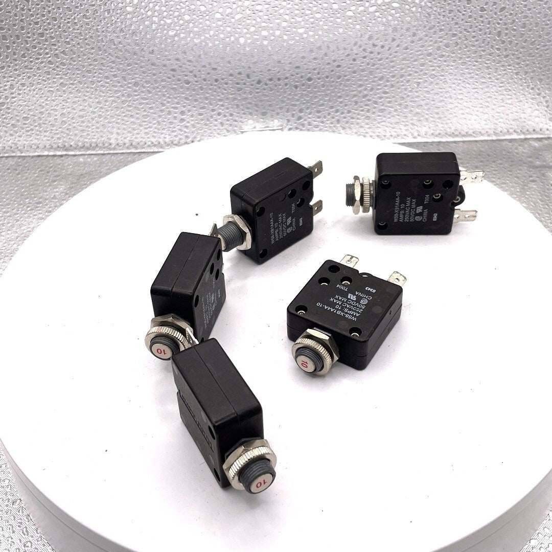 W58-XB1A4A-10 Circuit Breakers top and side view of 5 circuit breakers