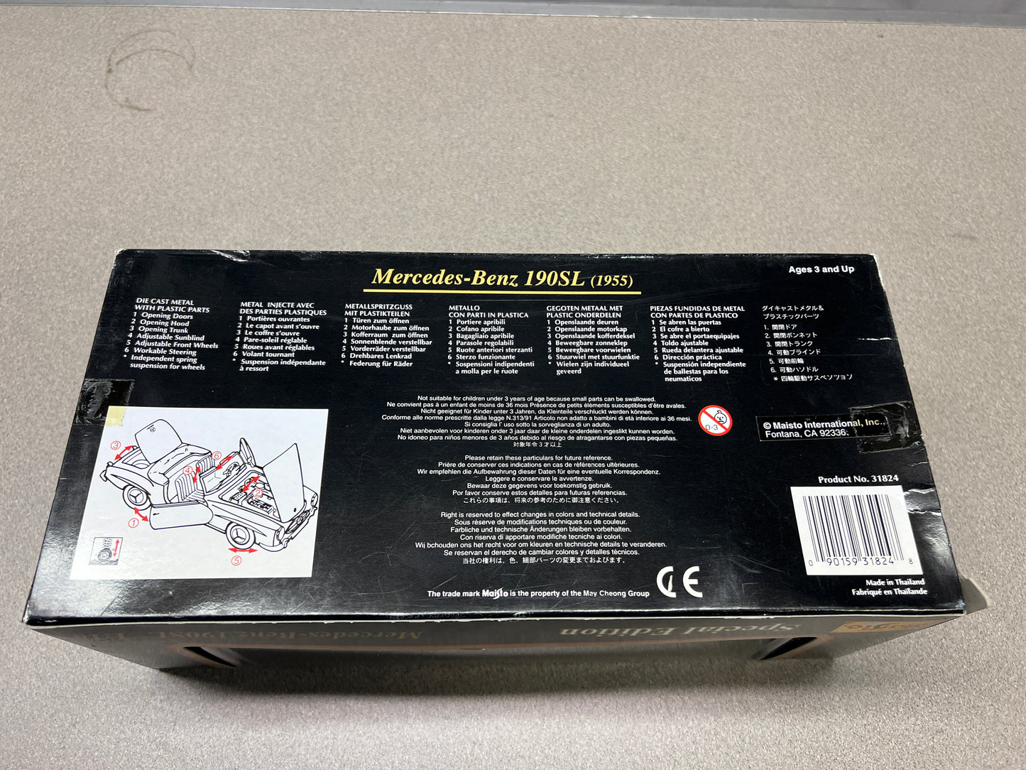 Maisito Special Edition 1:18 Mercedes Benz 190 SL (1955) back of box item detail