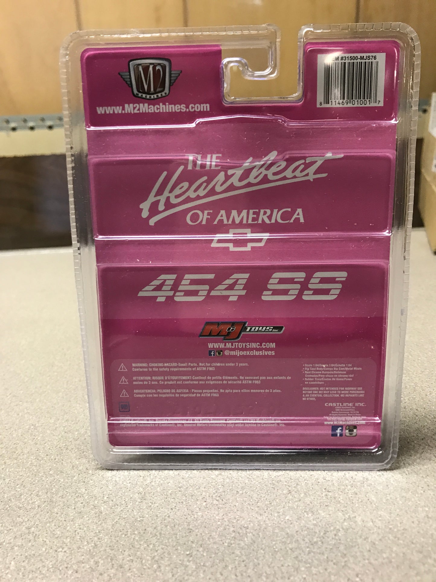 1991 Chevrolet C1500 SS 454 Pink M2 Machines 2024 Mijo Exclusives Chase Piece MJS76 24-20, the Heartbeat of America back of package
