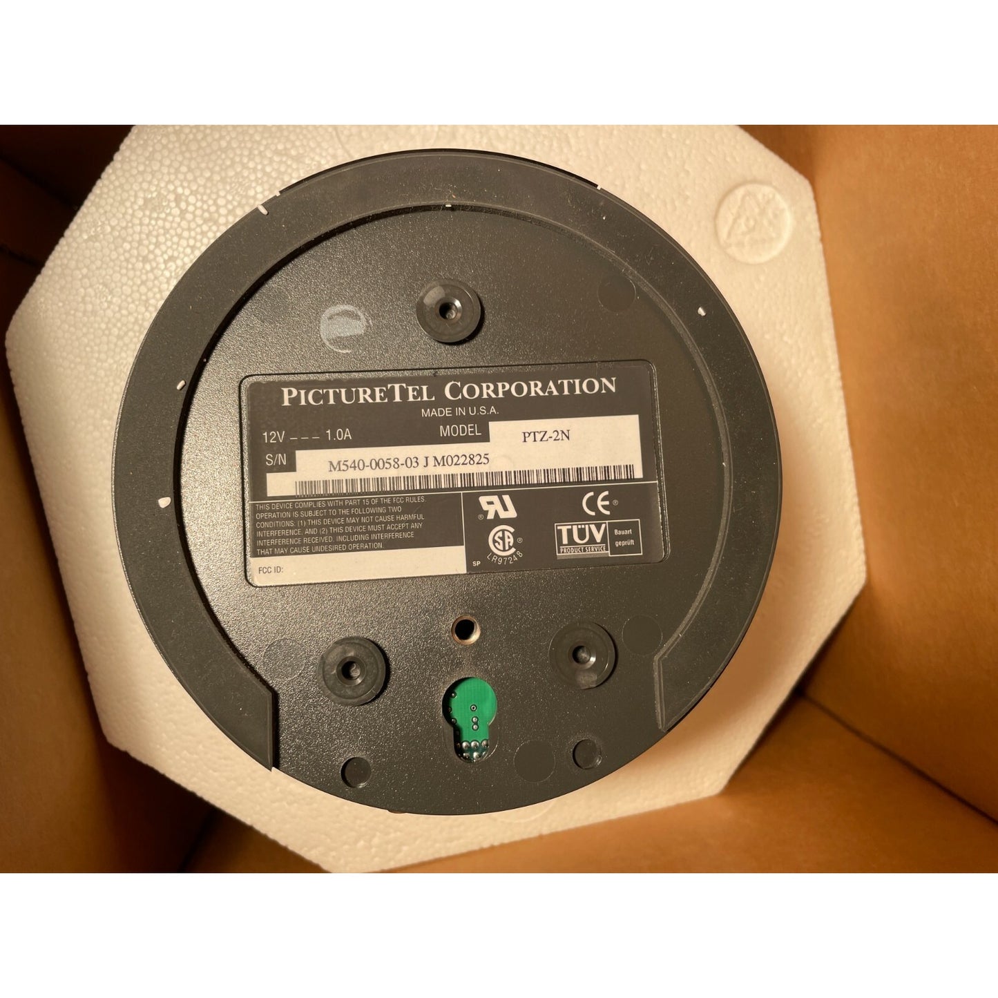 PictureTel Corporation PTZ-2N Camera bottom of unit product label