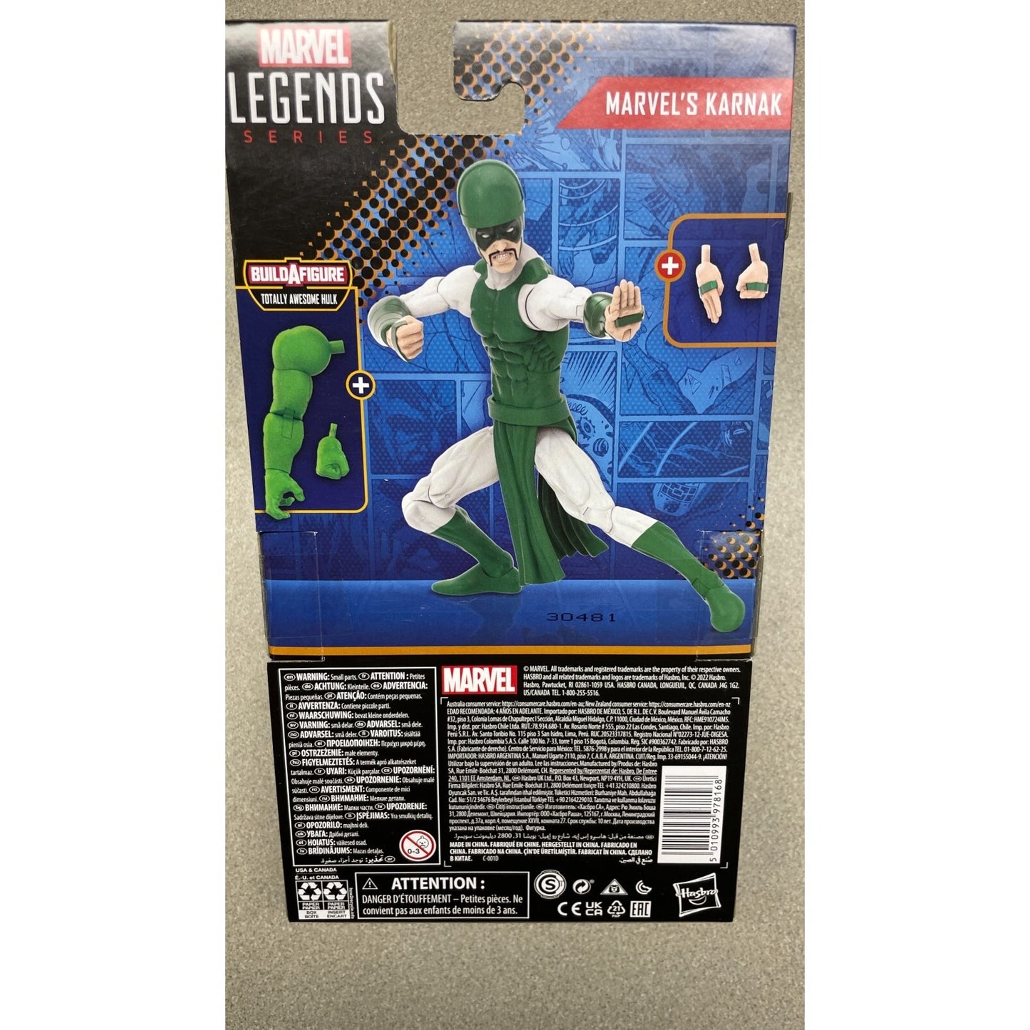 Marvel Legends F3684 Marvel's Karnak back of package item details