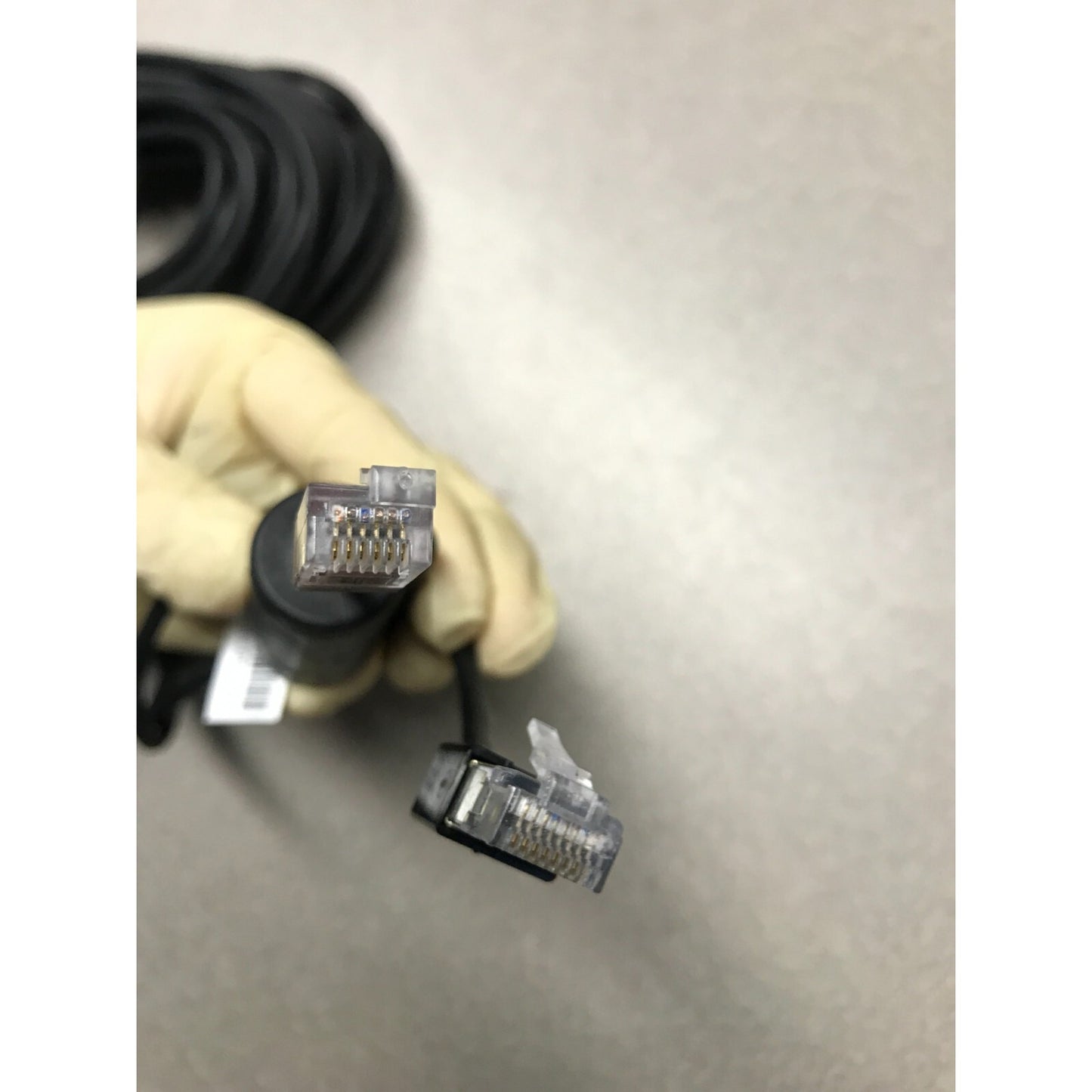 ~60ft cable RJ45 Ethernet to RJ12 DEC Modular Connector closeup