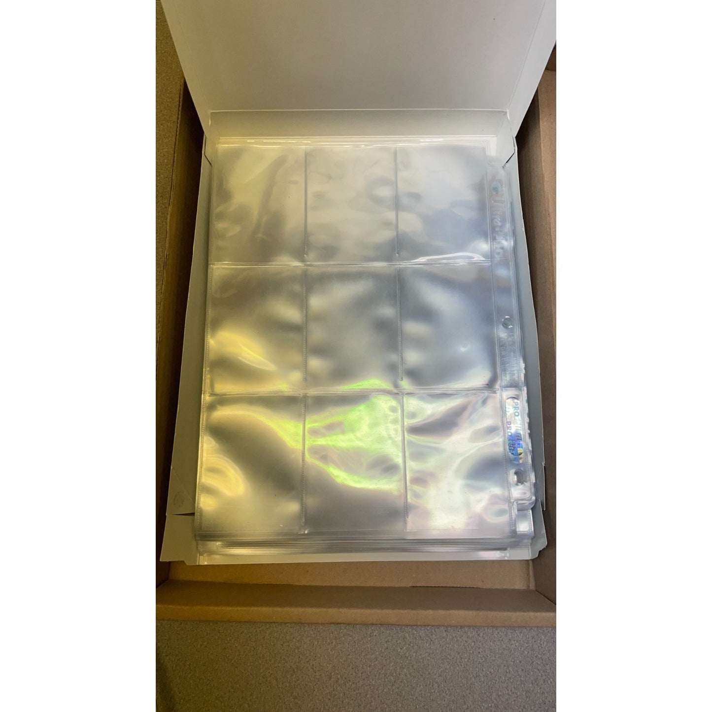 Ultra-Pro Platinum Series Clear Pocket Sleeves sample sheets displayed in box