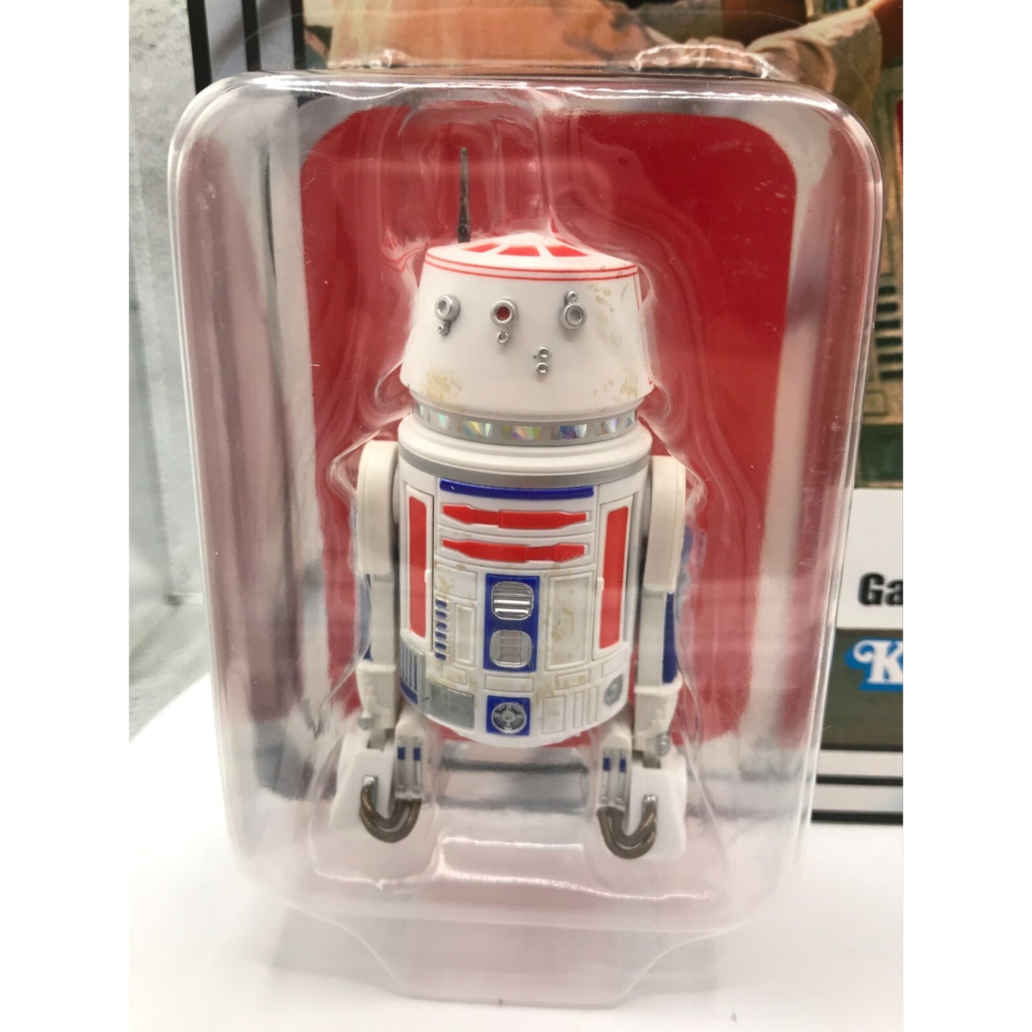 Star Wars R5-D4 Figure GameStop Exclusive R5-D4 closeup in package