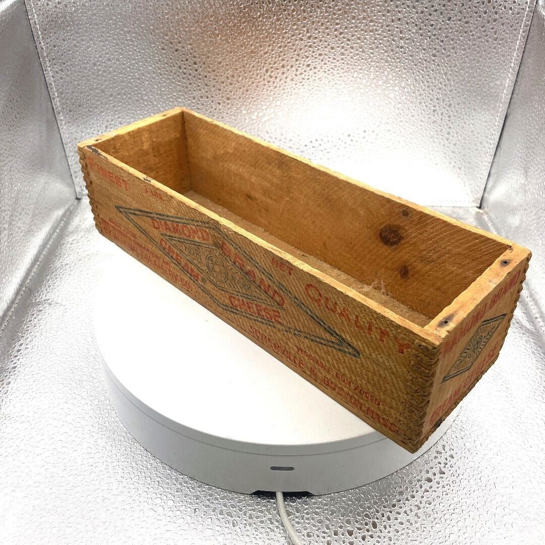 Vintage DIAMOND BRAND Cream Cheese Box National Creamery Somerville Boston side view