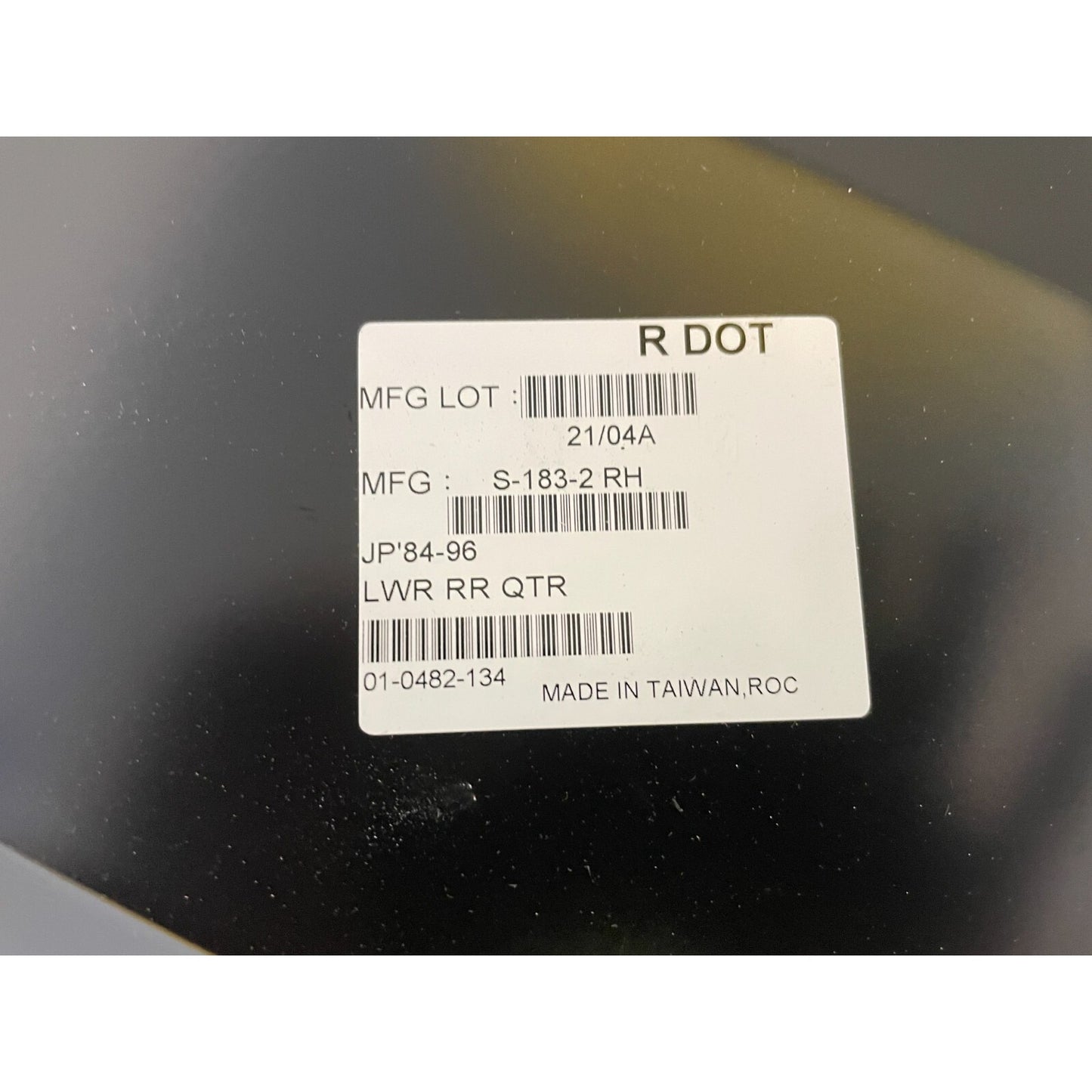 0482-134 R Key Parts Quarter Panel Rear Passenger Right Side Lower New RH Hand product label closeup