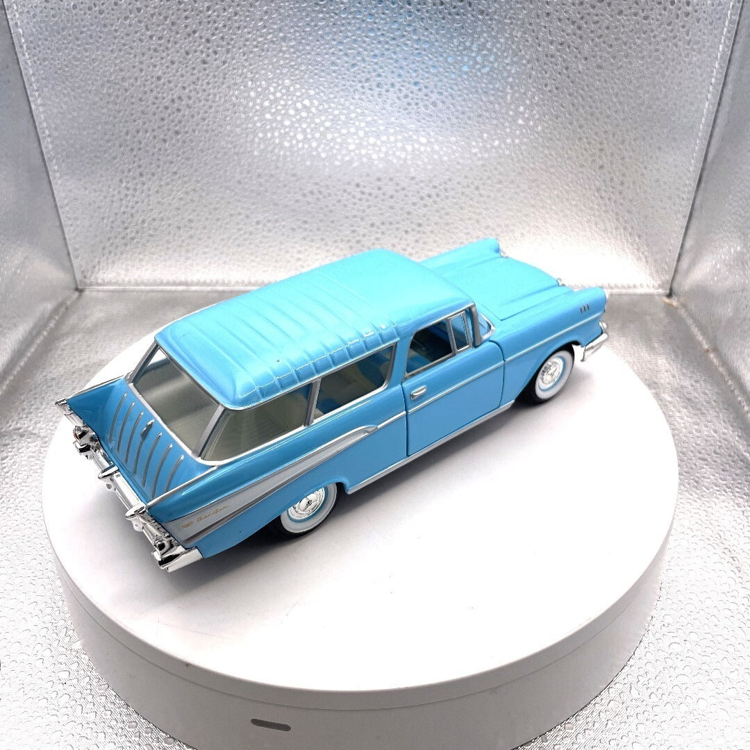 Road Signature 1957 Chevrolet Nomad Light Blue Die Cast, Scale: 1/24, No. 24203 rear/passenger side view