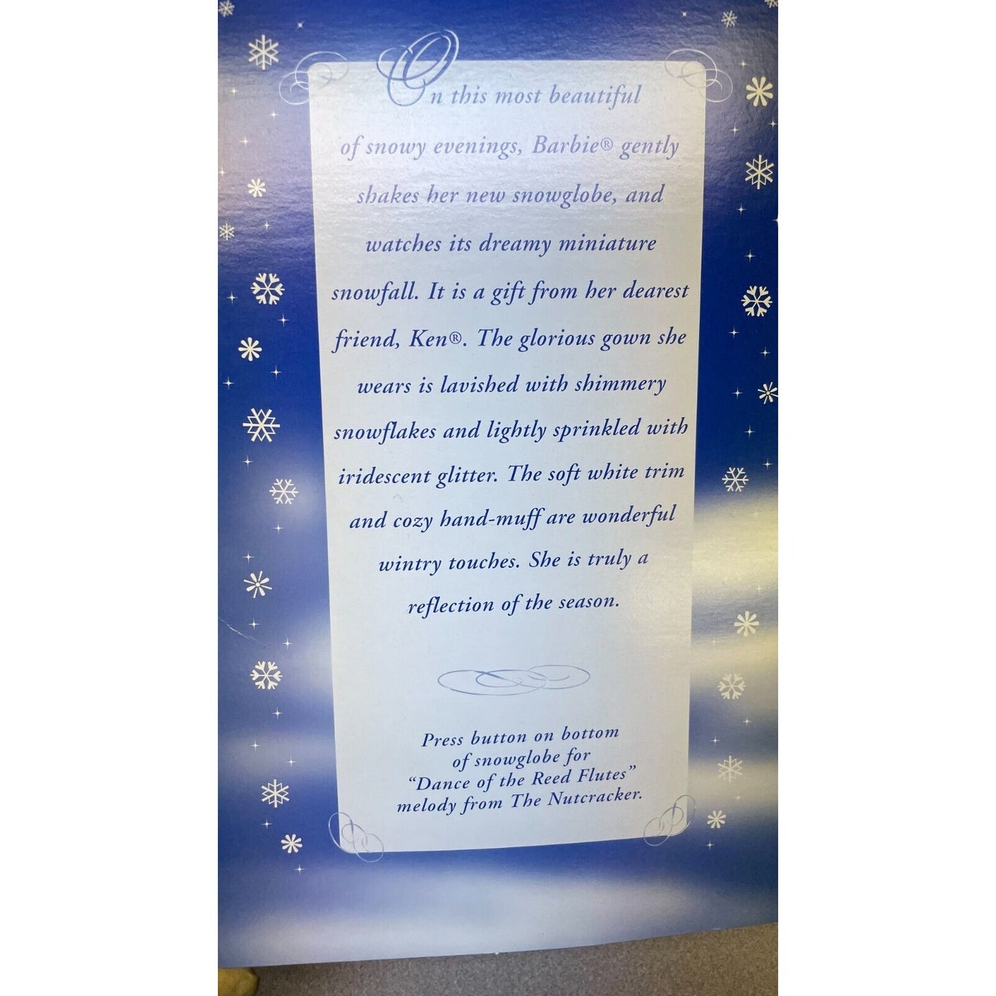 Special Edition Snow Sensation Barbie Doll, Mattel 23800 inside cover