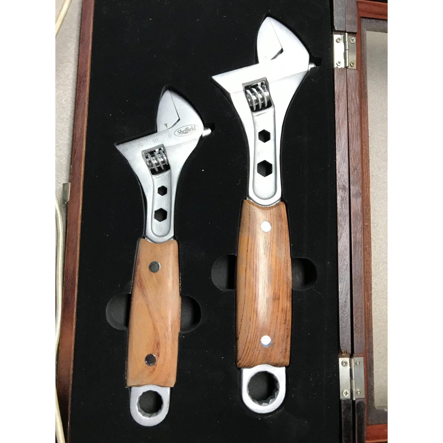 Sheffield Commemorative Wood Handle Adjustable Wrench Set of 2