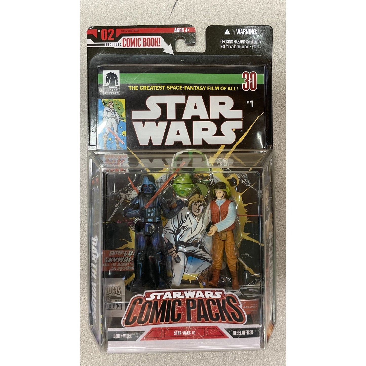Star Wars Comic Two Pack Darth Vader Rebel Officer front of package displaying item