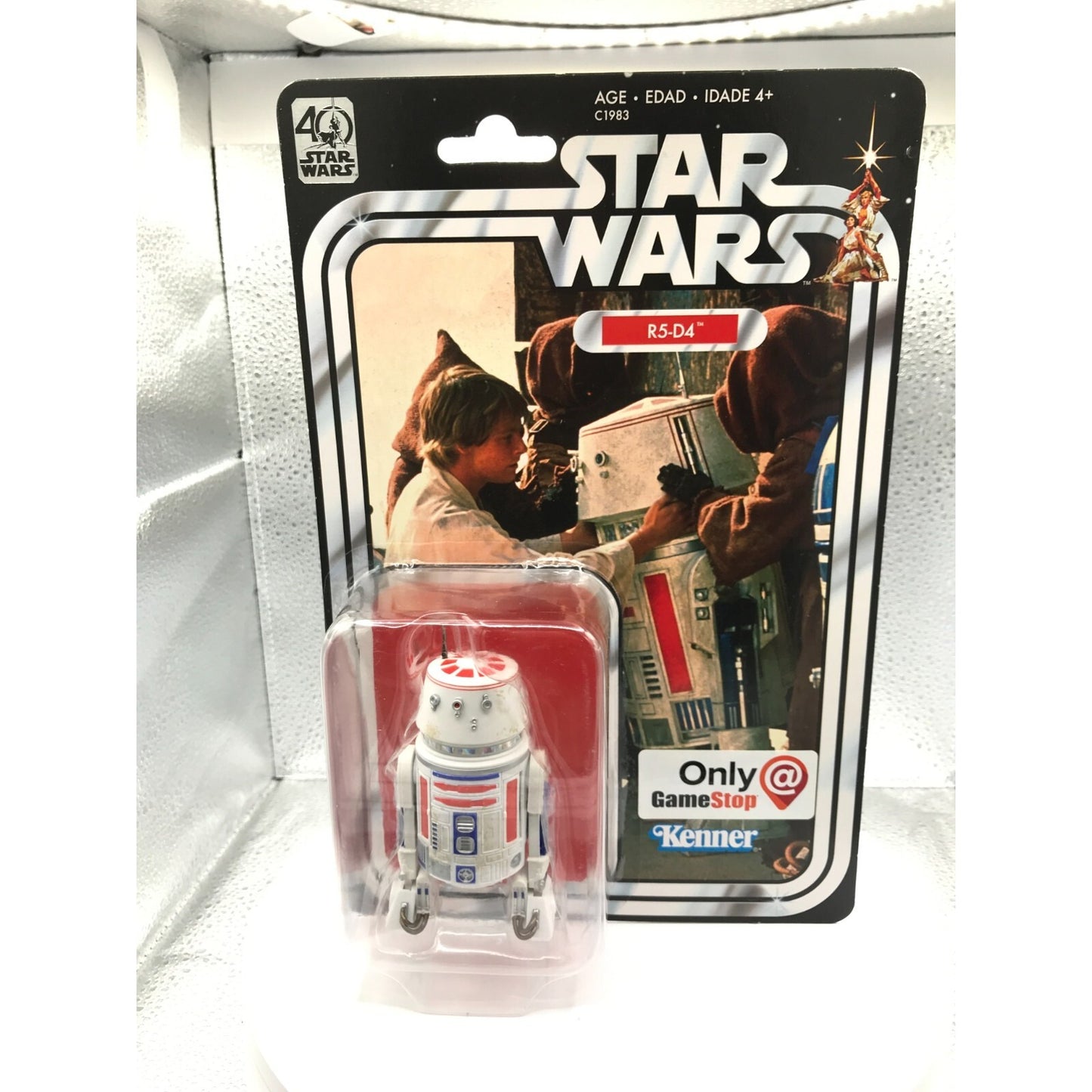 Star Wars R5-D4 Figure GameStop Exclusive front of package displaying R5-D4