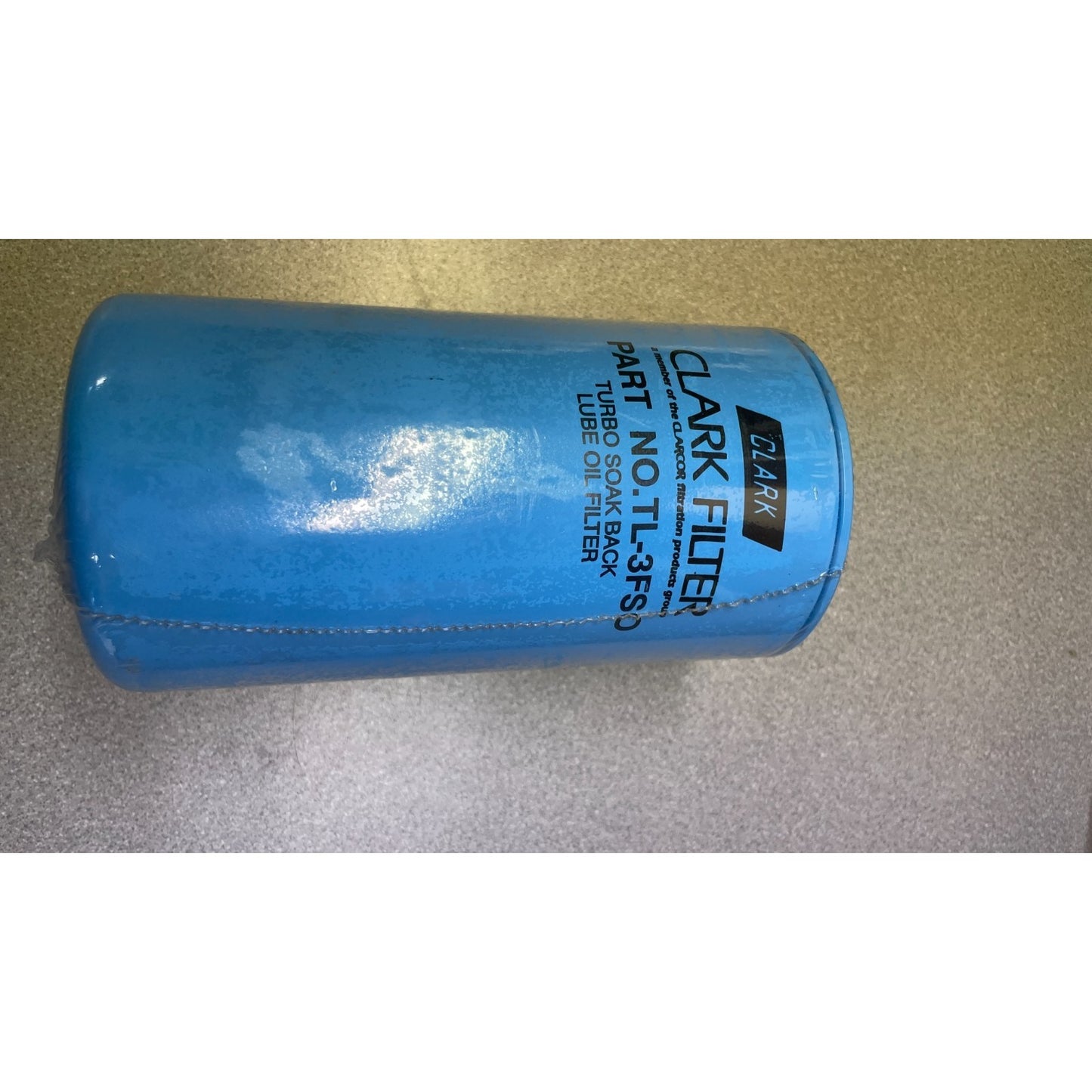 Clark Oil Filter, Part No.TL-3FSO Turbo Soak Back Lube Oil Filter front view of filter showing Clark Filter product information