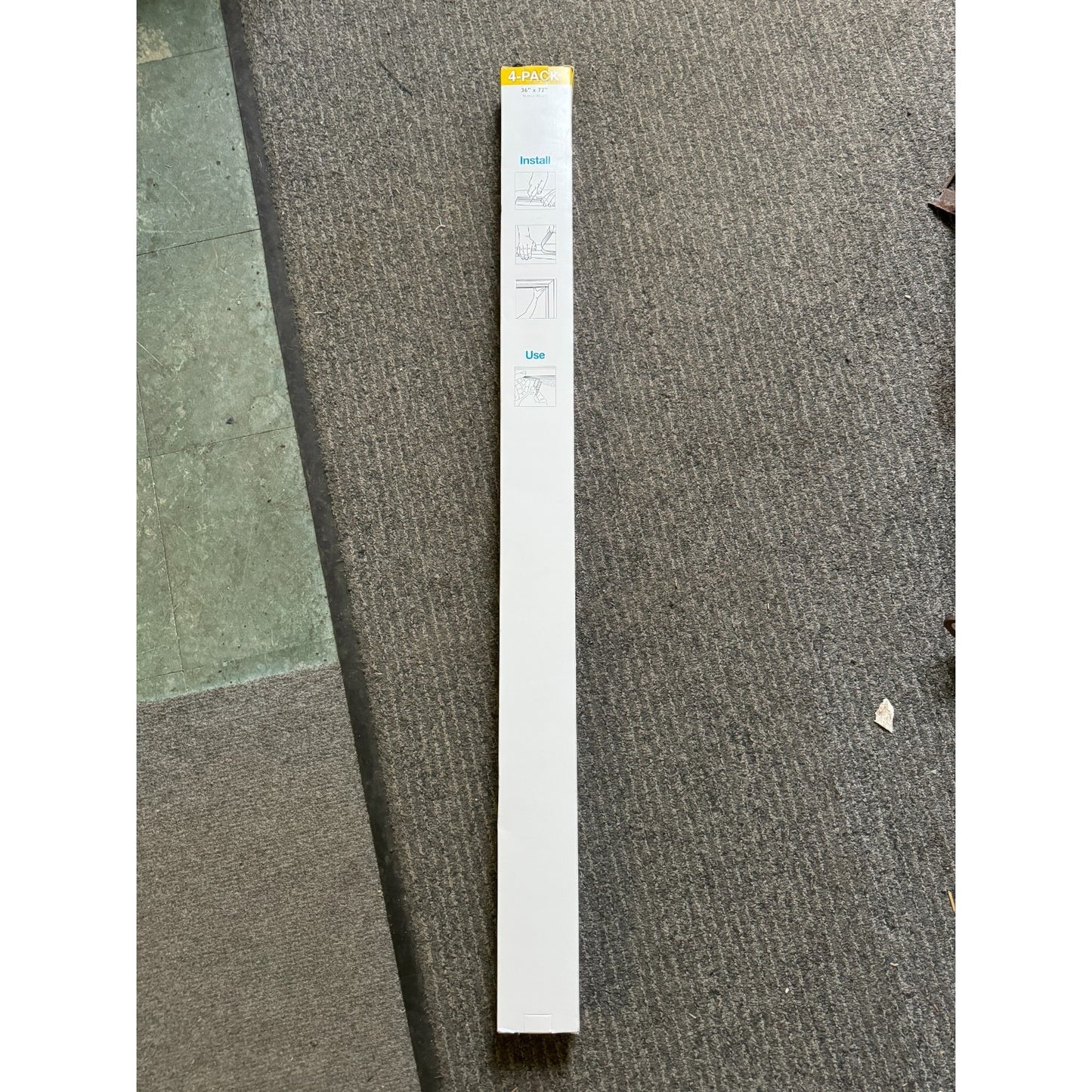 4 Pack Redi Shade No Tools Light Filtering Pleated Paper Shade White, 36 x 72 back of package installation instructions