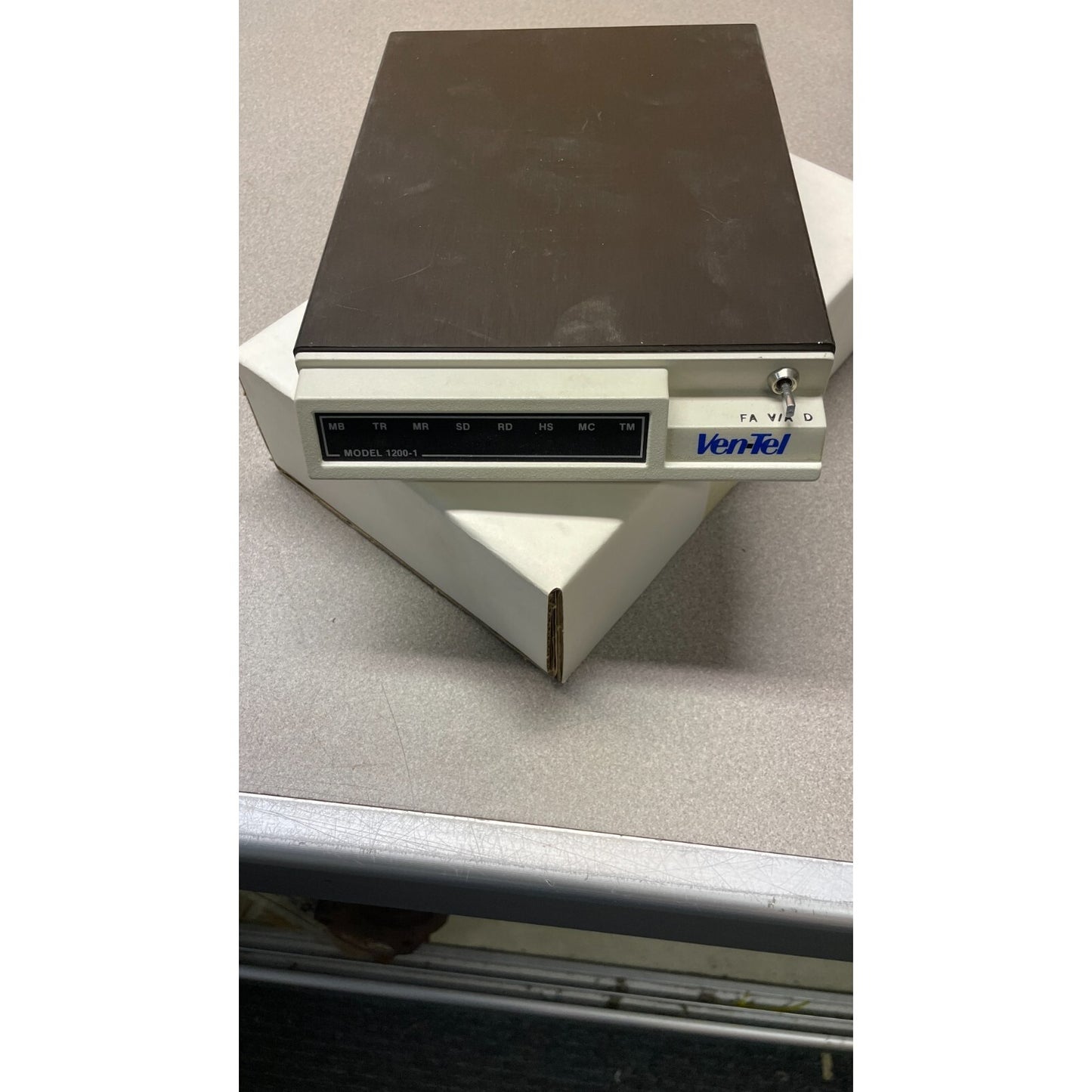 Ven-Tel Modem and Power Cord Model 1200-1 front of modem