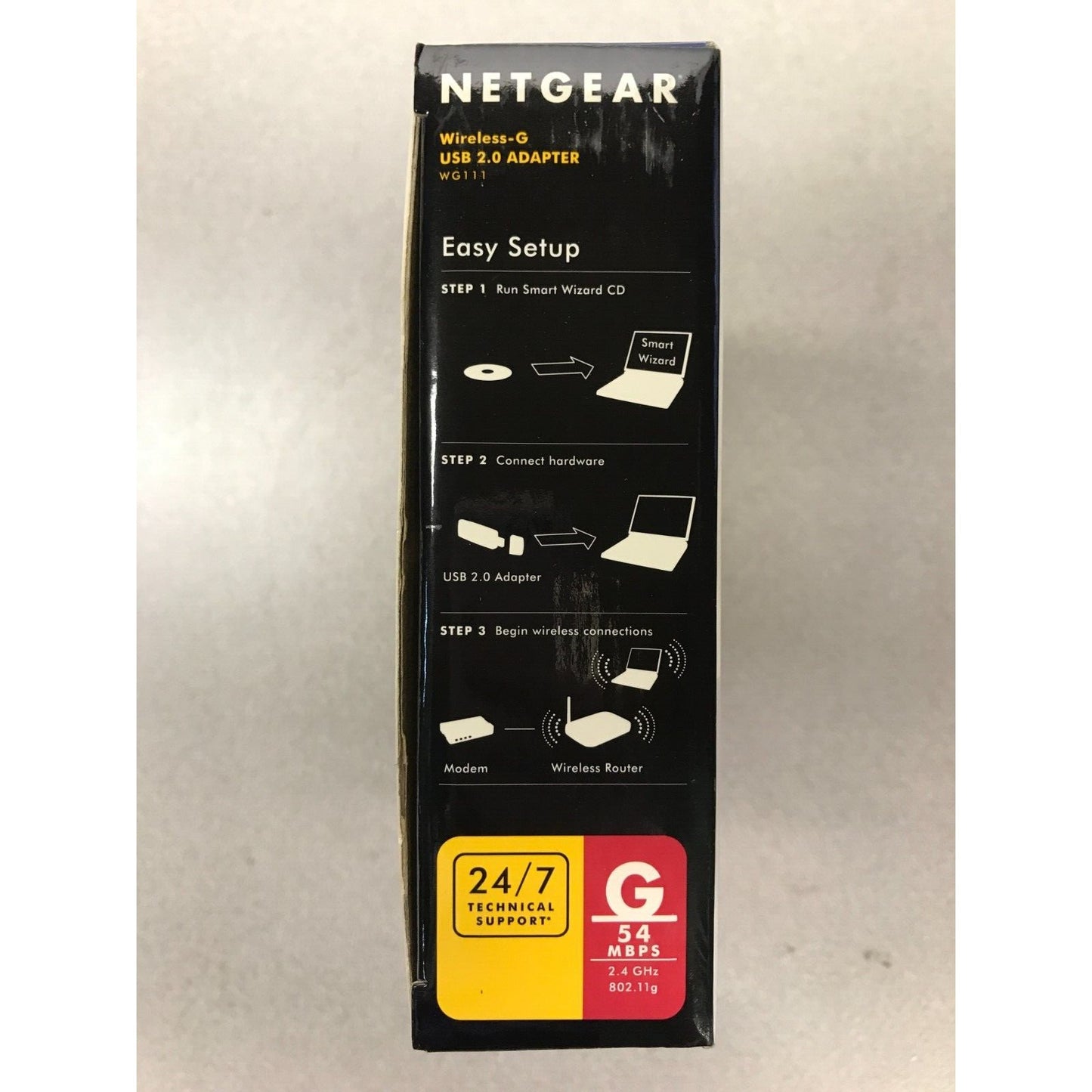 Netgear Wireless-G USB 2.0 Adapter WG111 side of box setup insructions