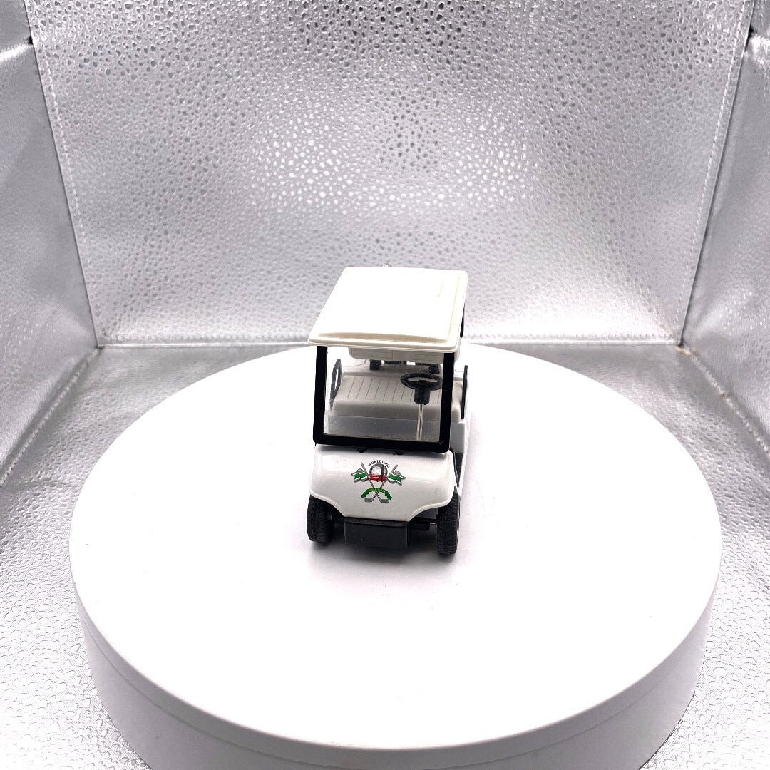 Kinsfun Golf Cart w/ Clubs Diecast Metal Model Caddy Toy Car White Logo Cart #22, KS 5105
front end view